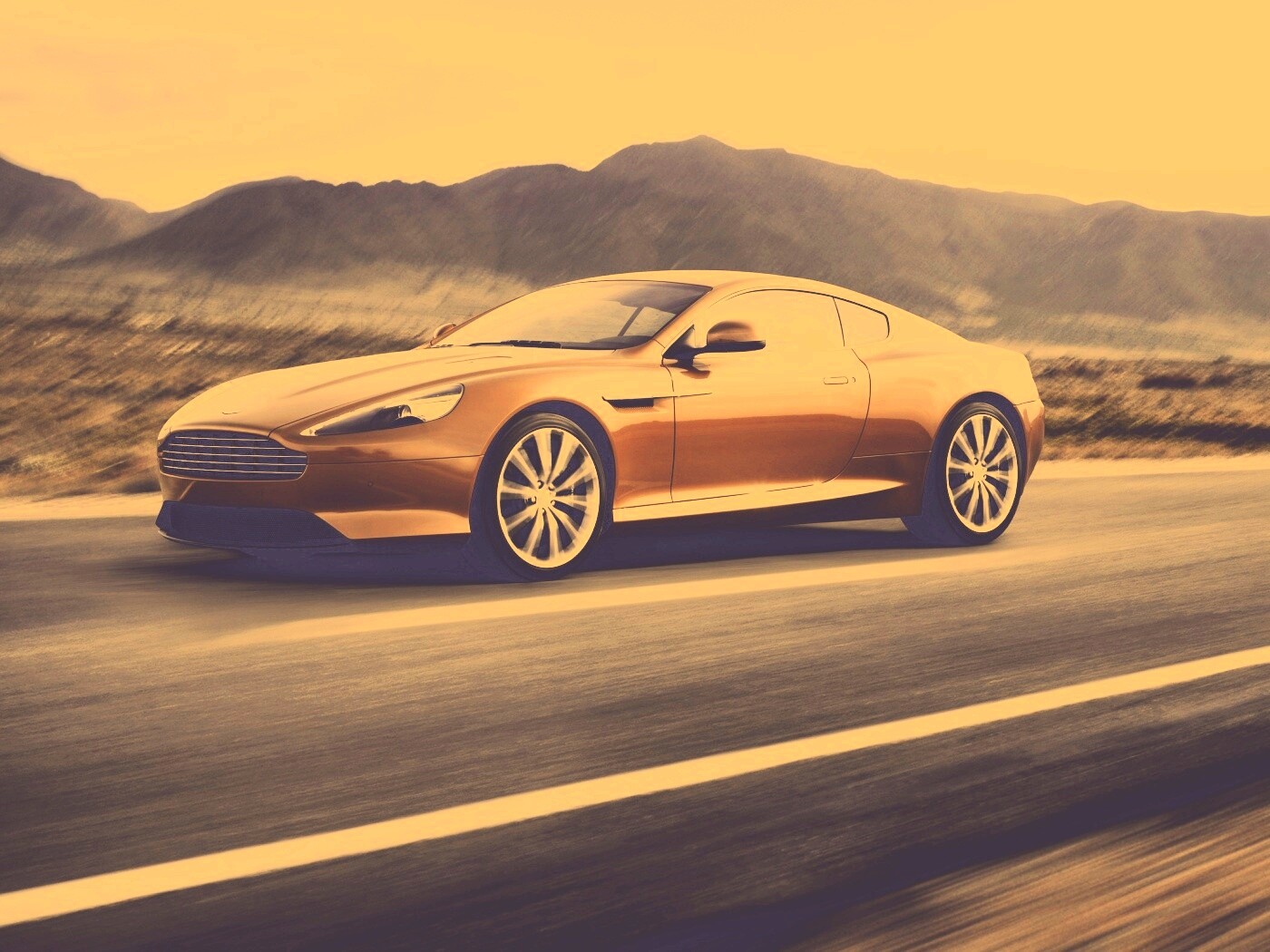 Астон Мартин на шоссе обои