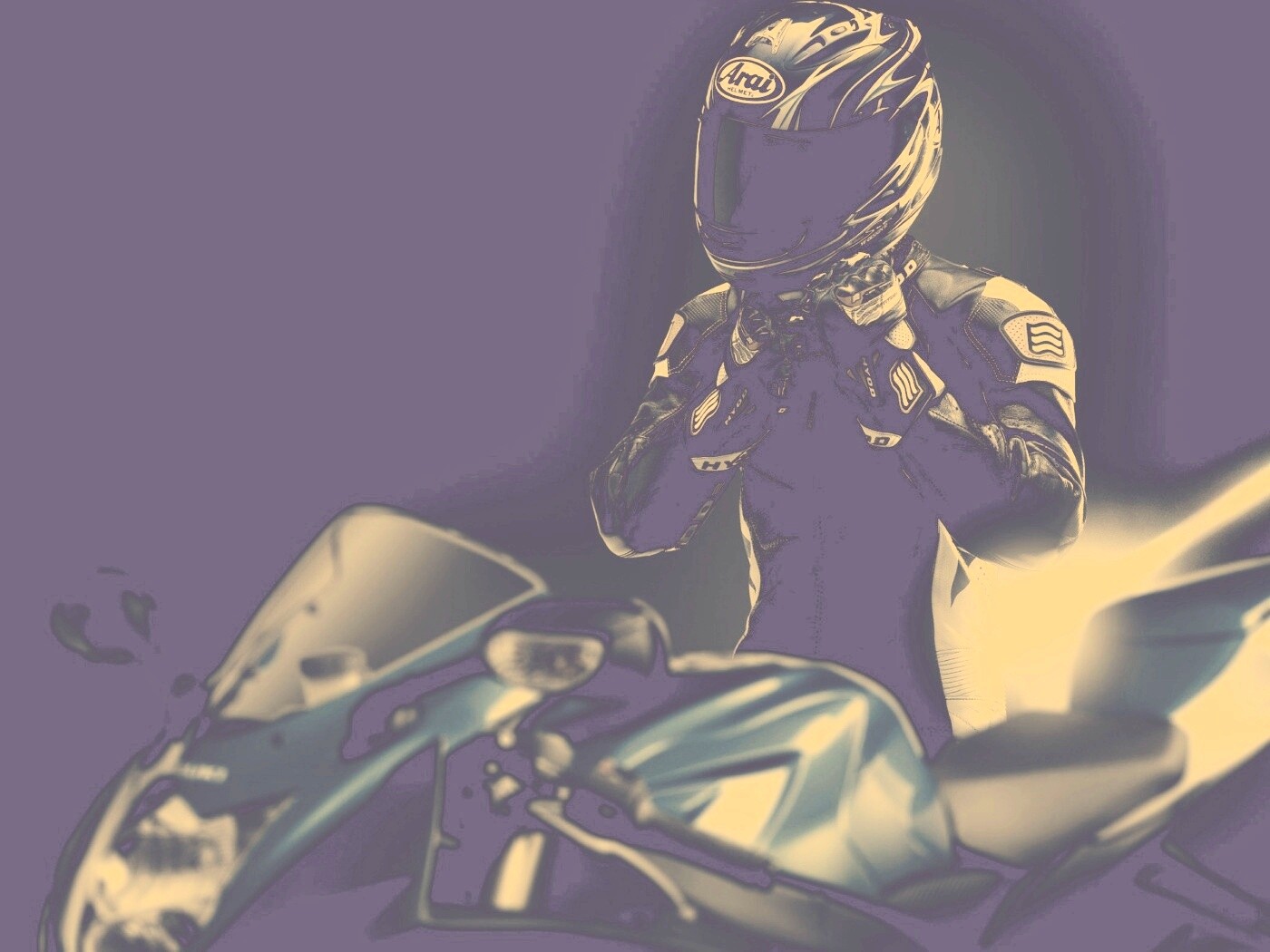 Мотоциклист в черном обои