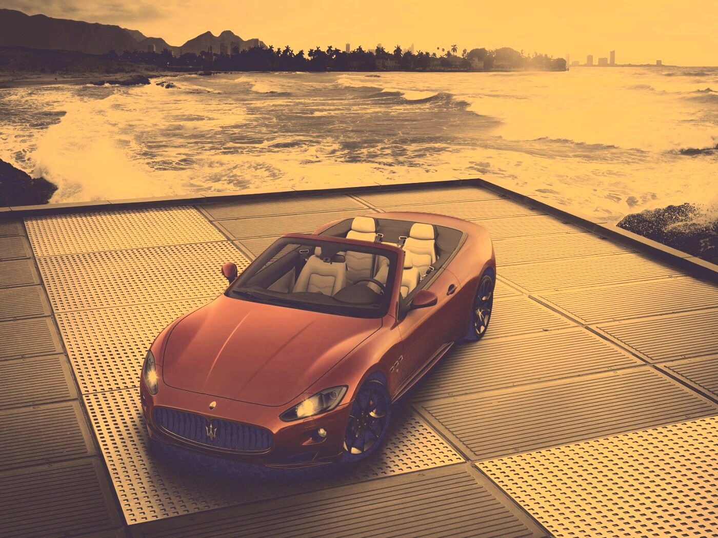 Мазерати на берегу моря обои