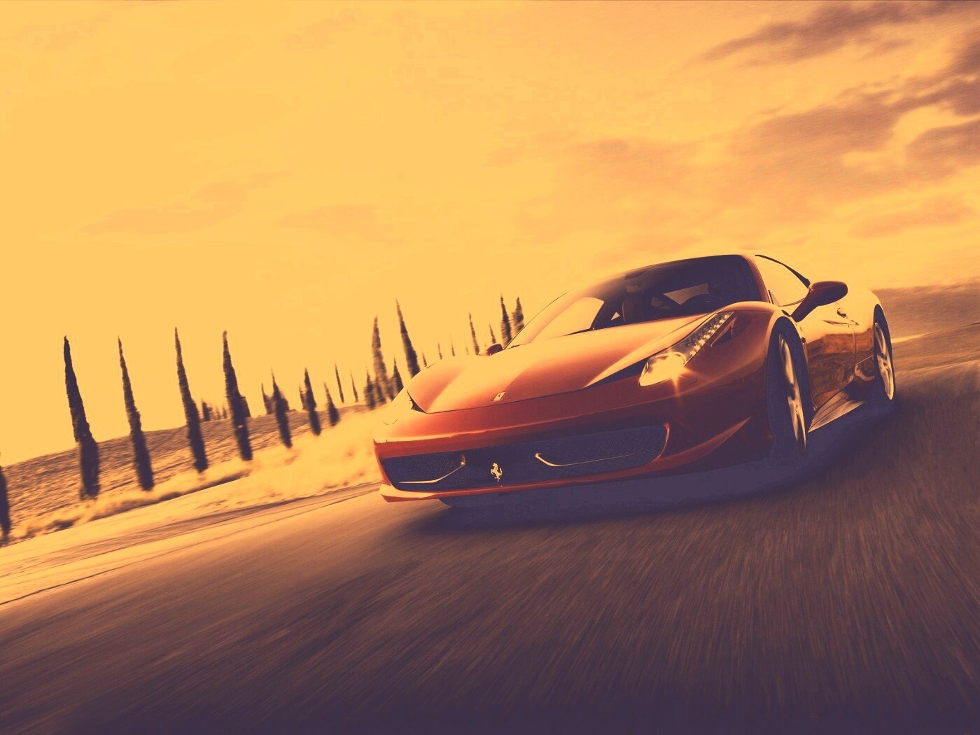 Красная Феррари на трассе обои