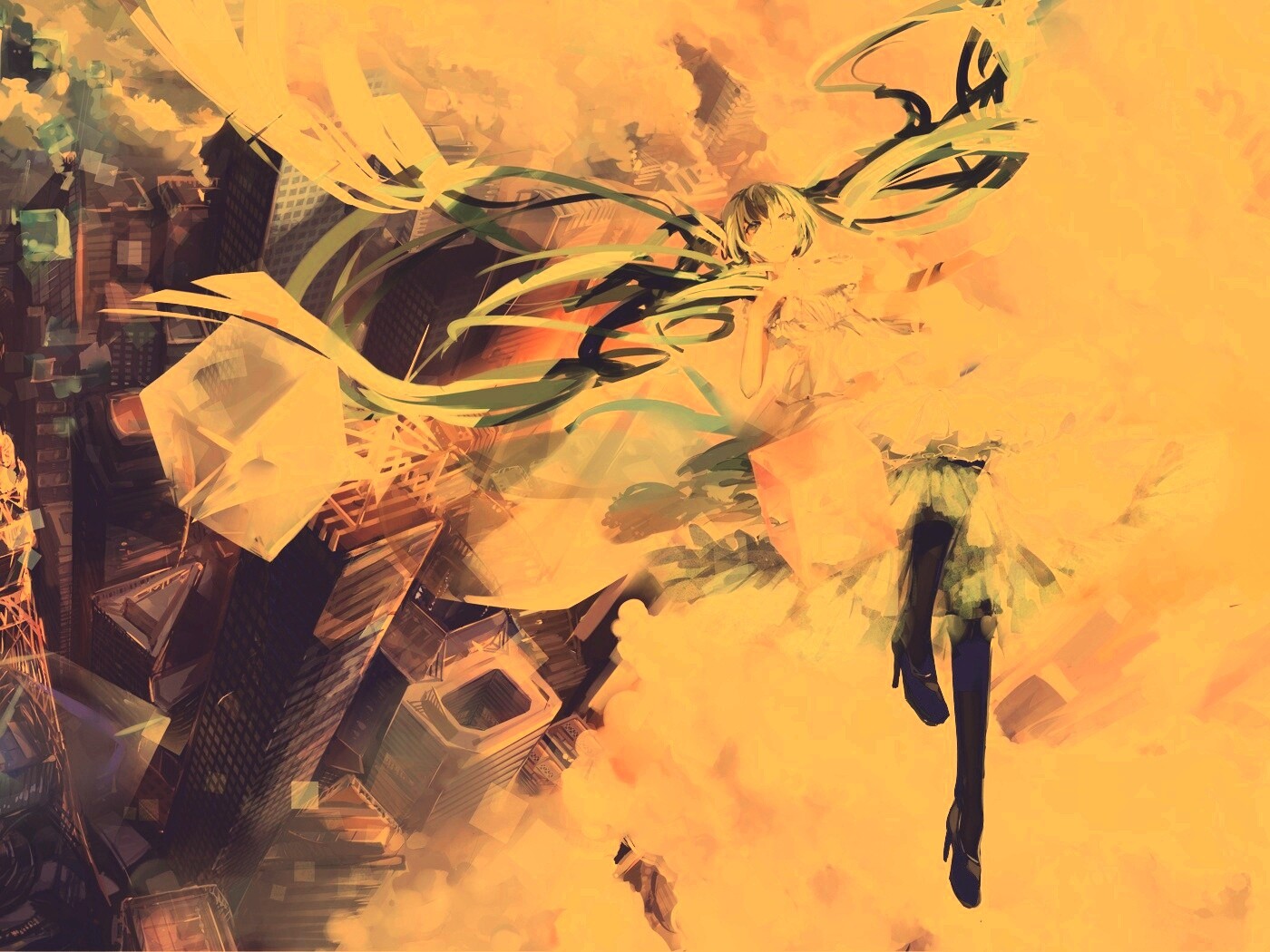 Hatsune Miku в небе обои