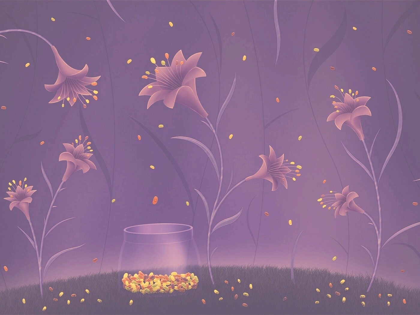 Волшебные цветы и конфетки обои