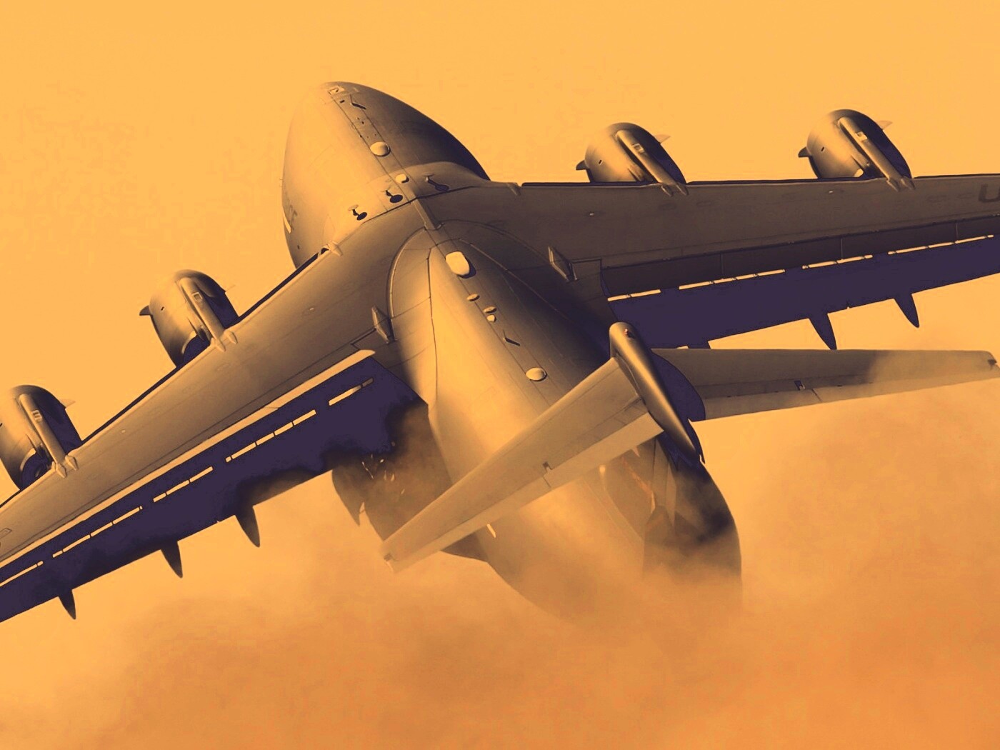 Большой грузовой самолет на взлете обои