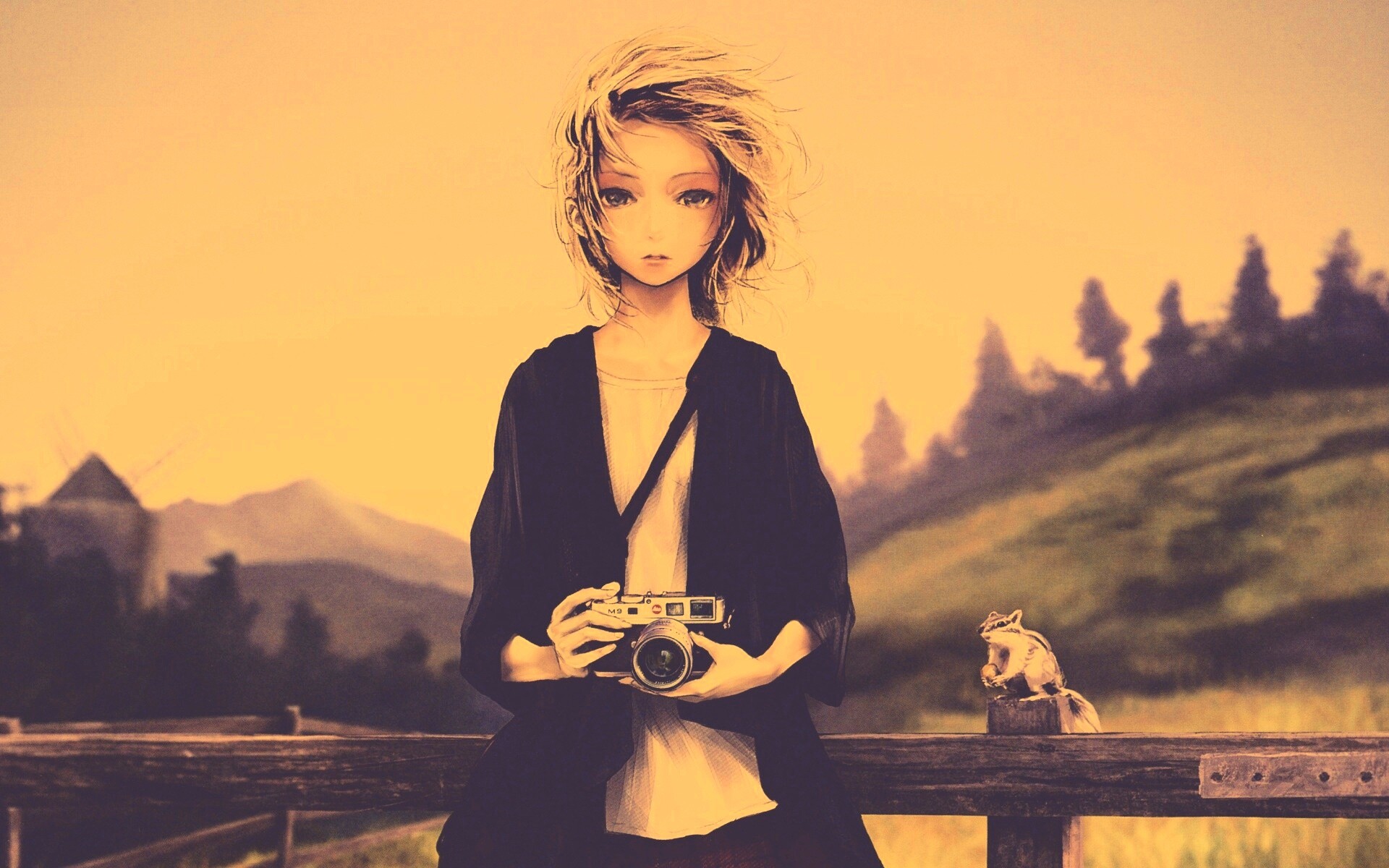 Девушка с фотоаппаратом обои