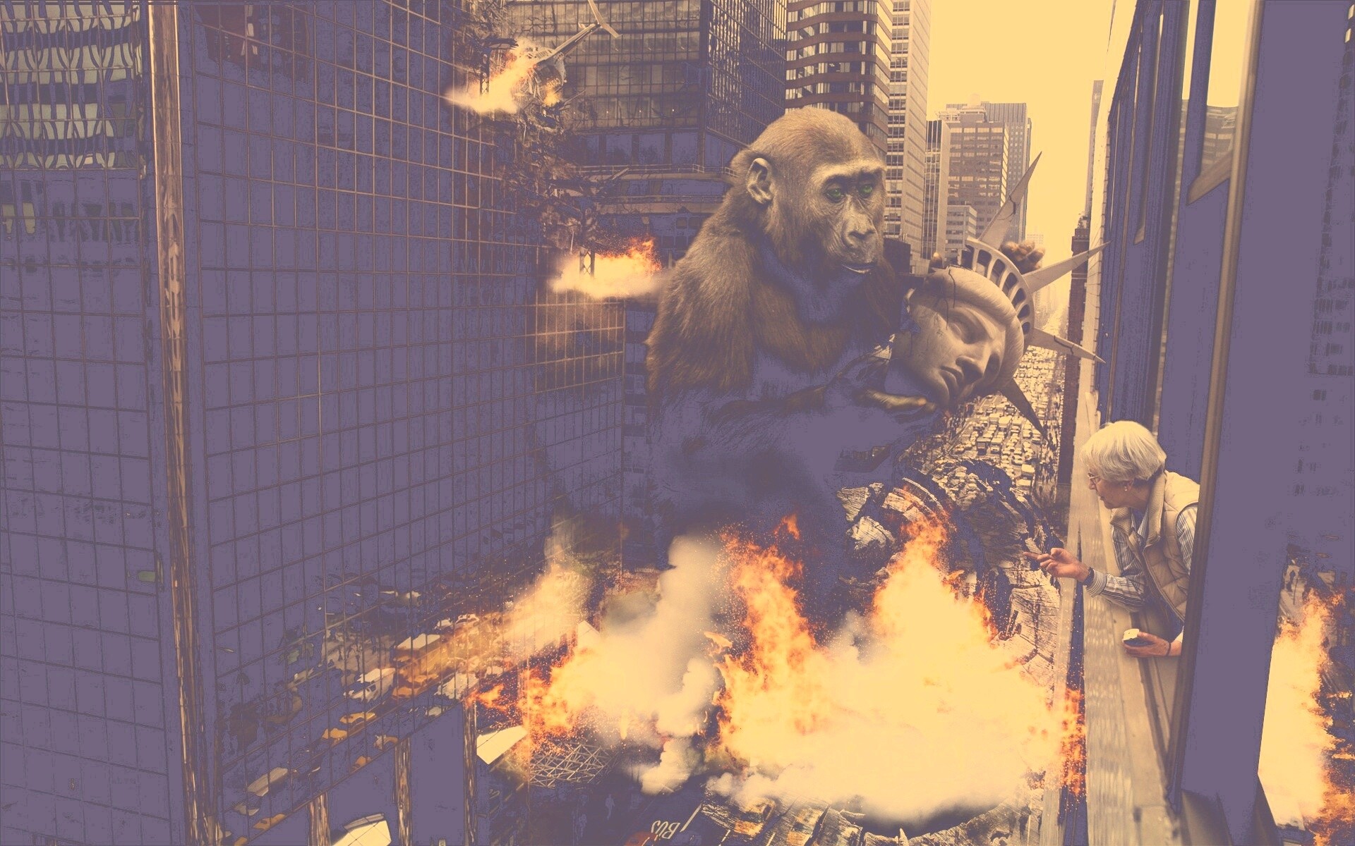 Обезьяна терроизирует Нью-Йорк обои