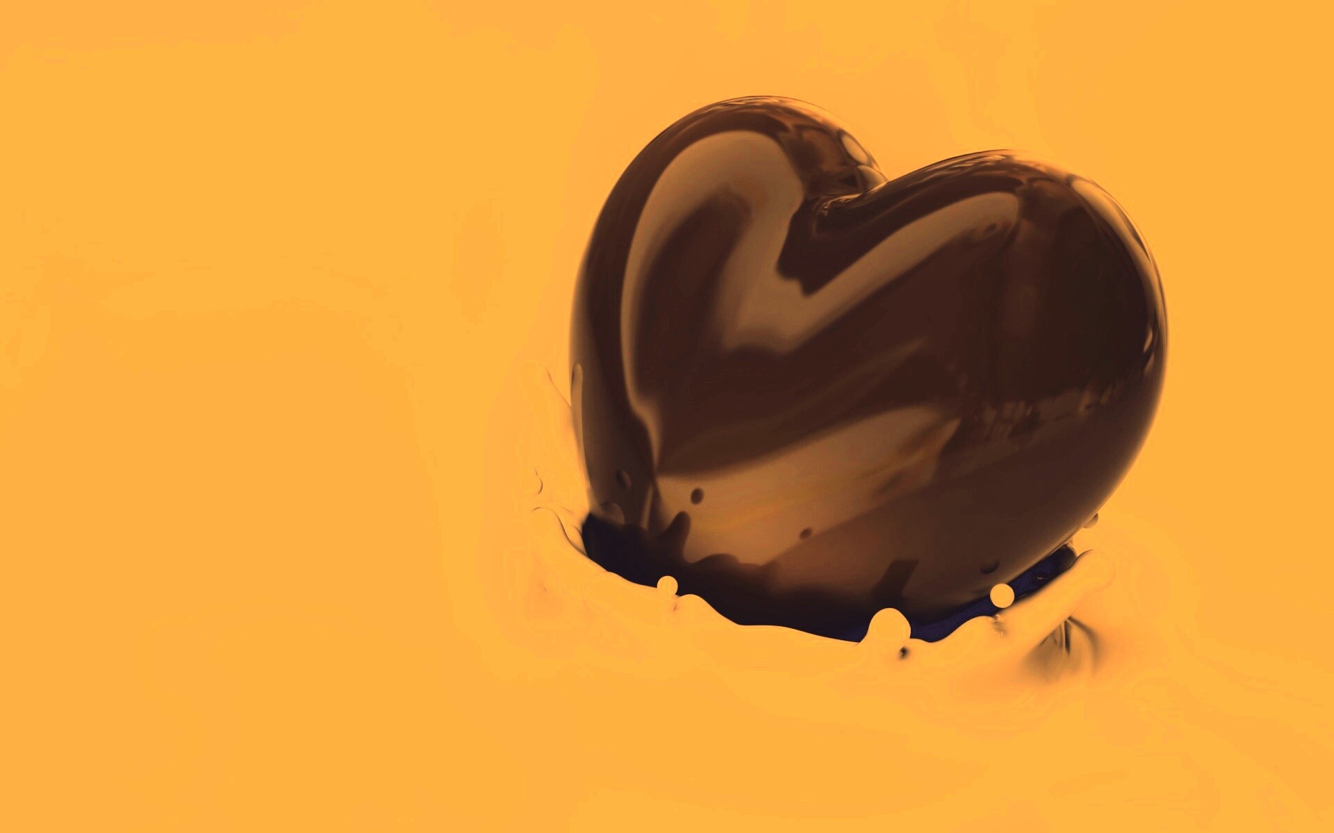 Шоколадное сердце в молоке обои