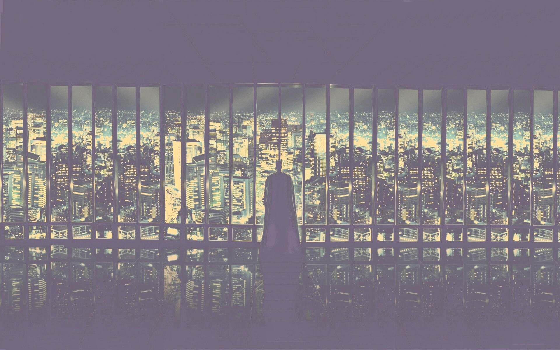 Бэтмен  смотрит на Готем обои