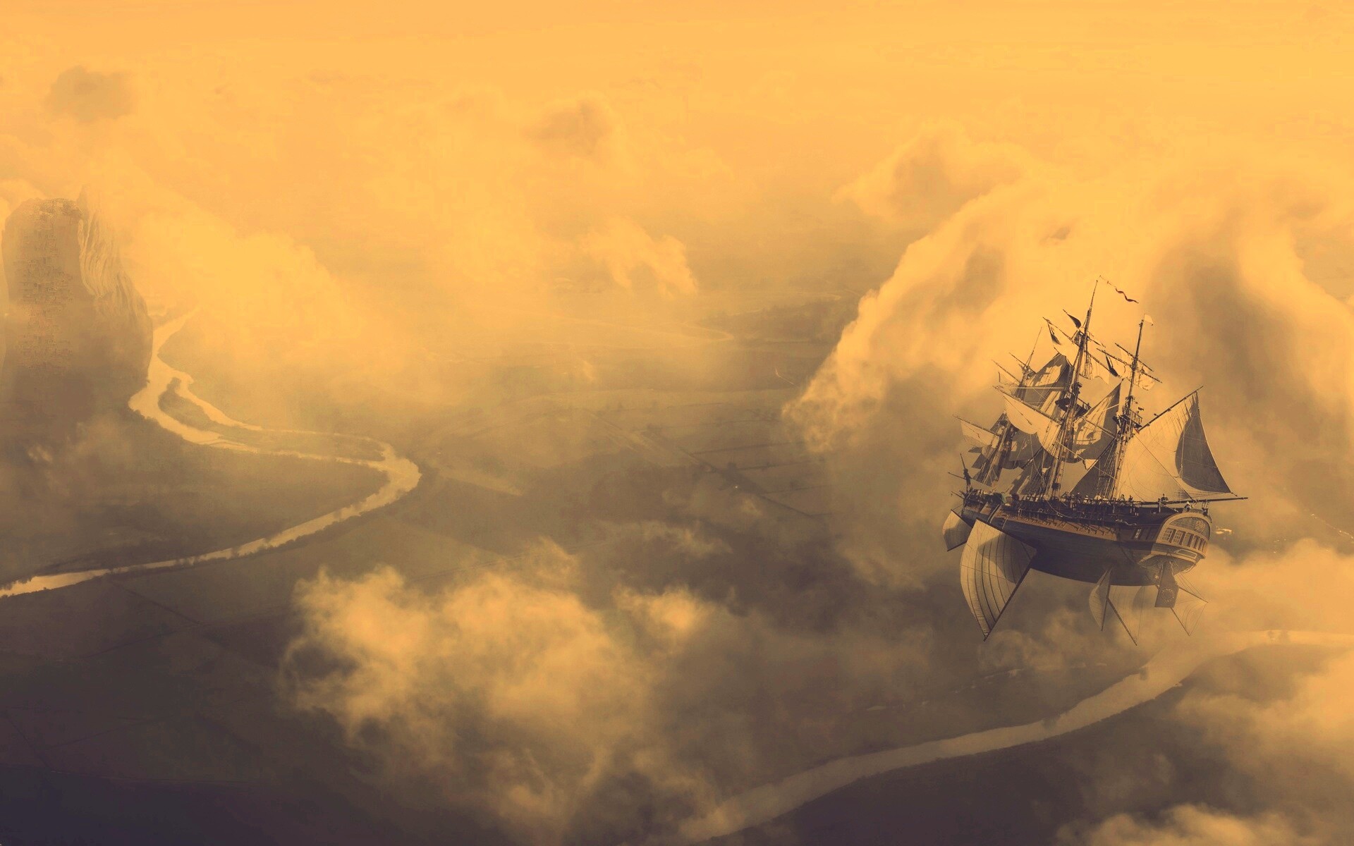 Летающий корабль обои