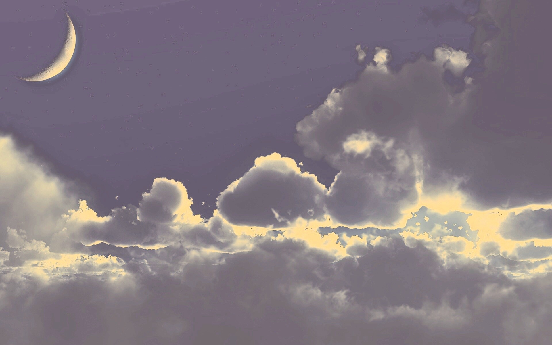 Облака и луна в ночном небе обои