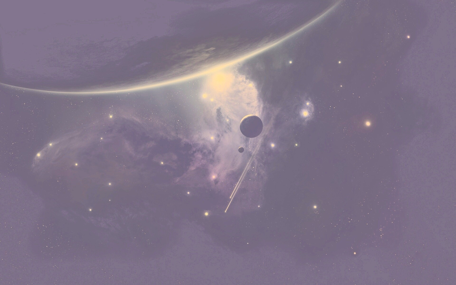 Комета пролетает мимо планеты обои