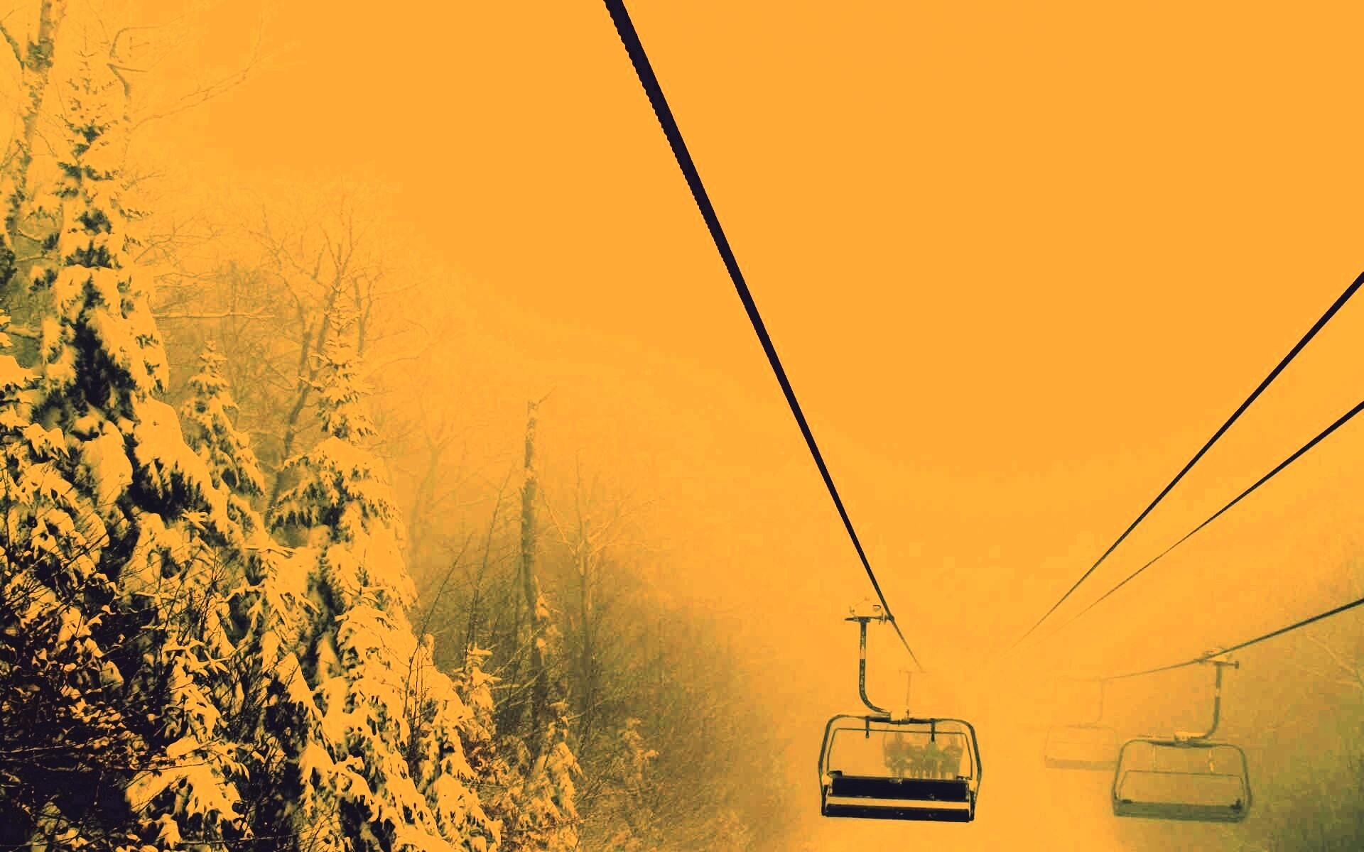 Канатная дорога в зиму обои