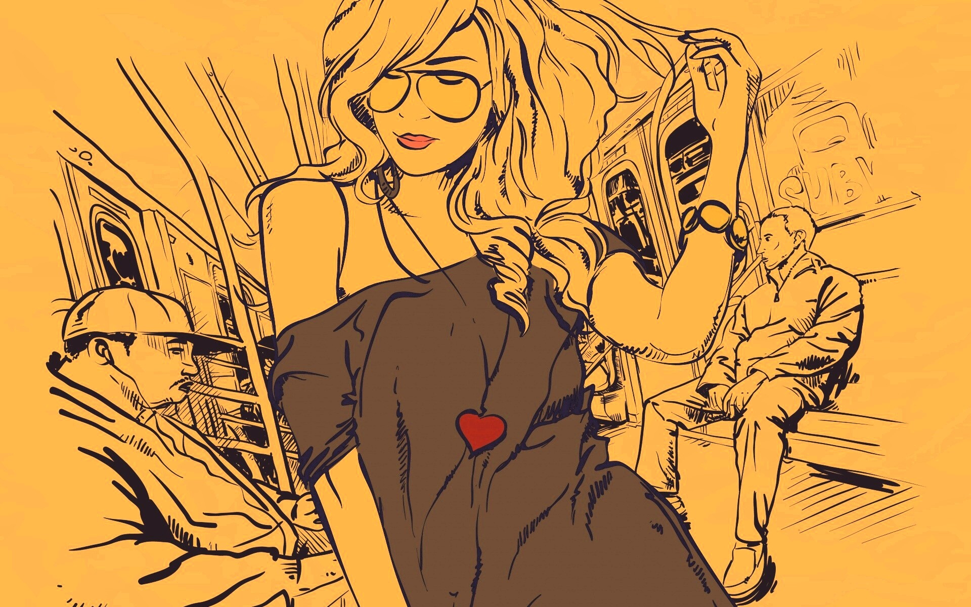 Стильная девушка в метро обои