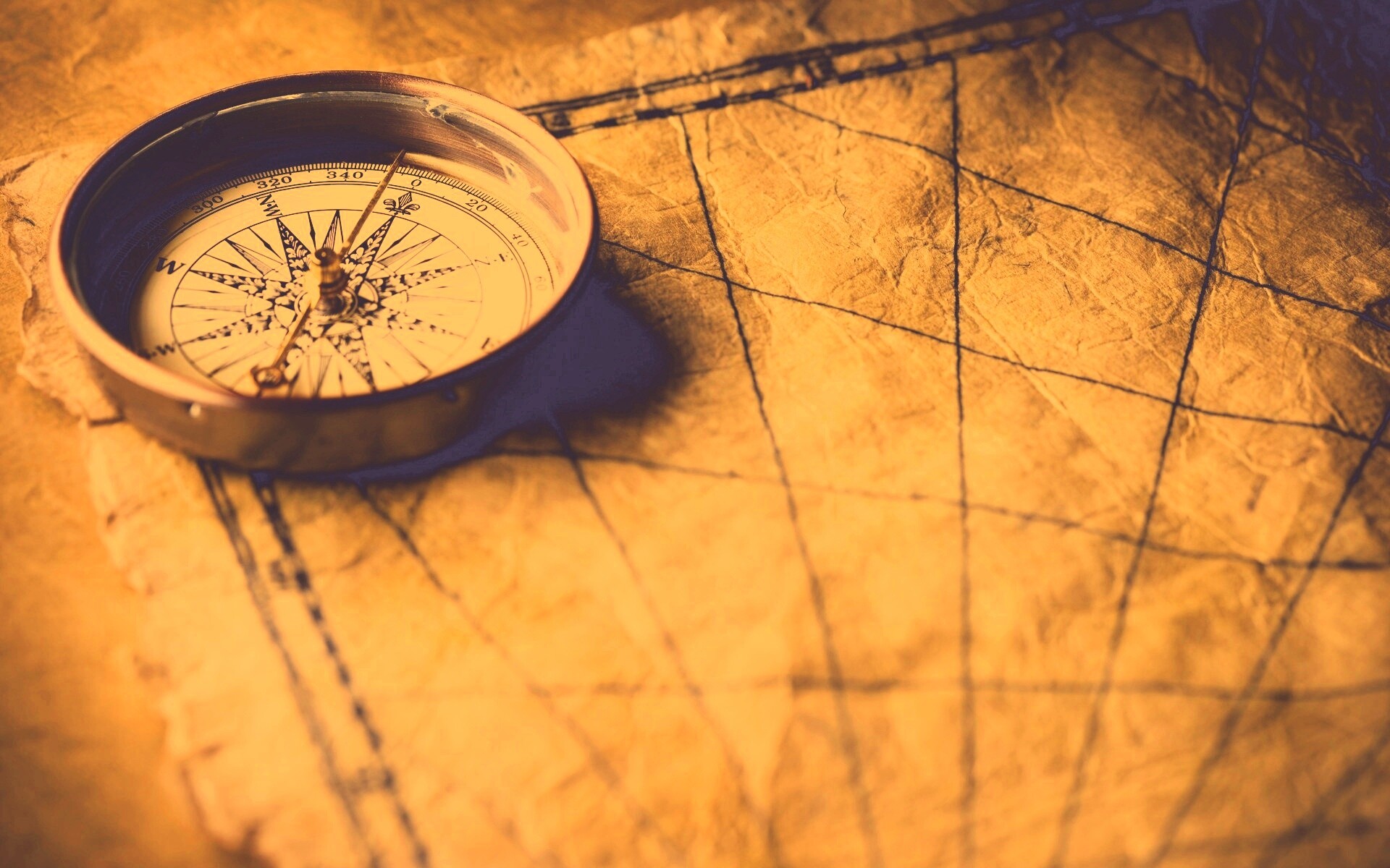 Компас и старая карта обои