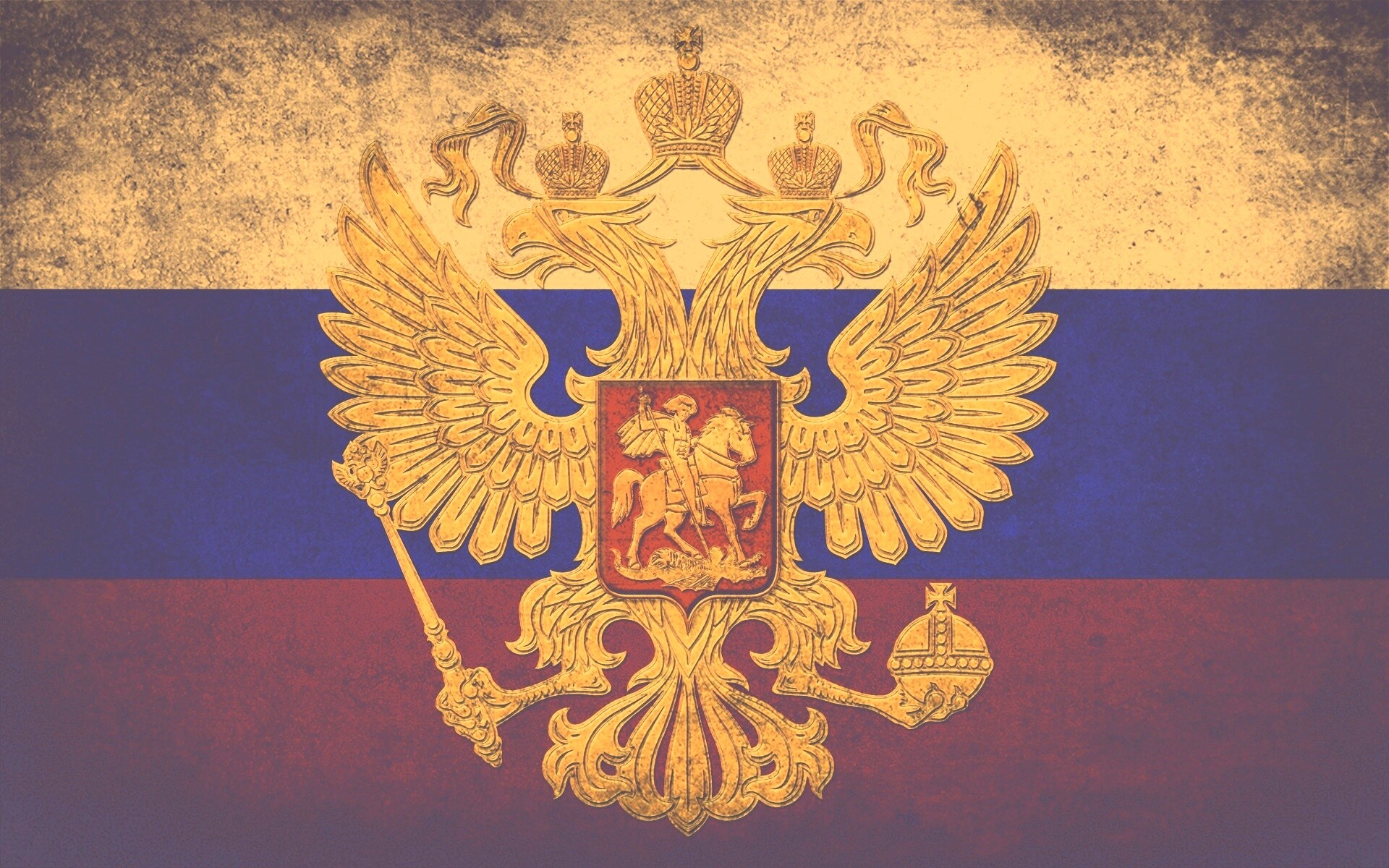 Флаг России в стиле гранж обои