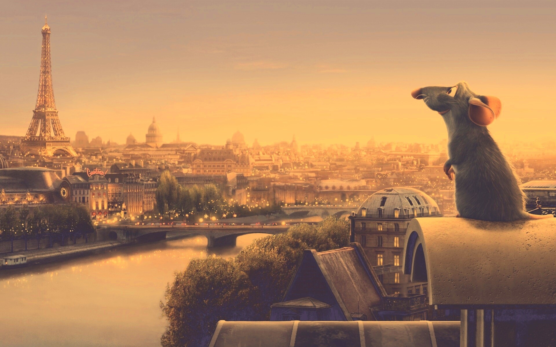 Рататуй на фоне Парижа обои
