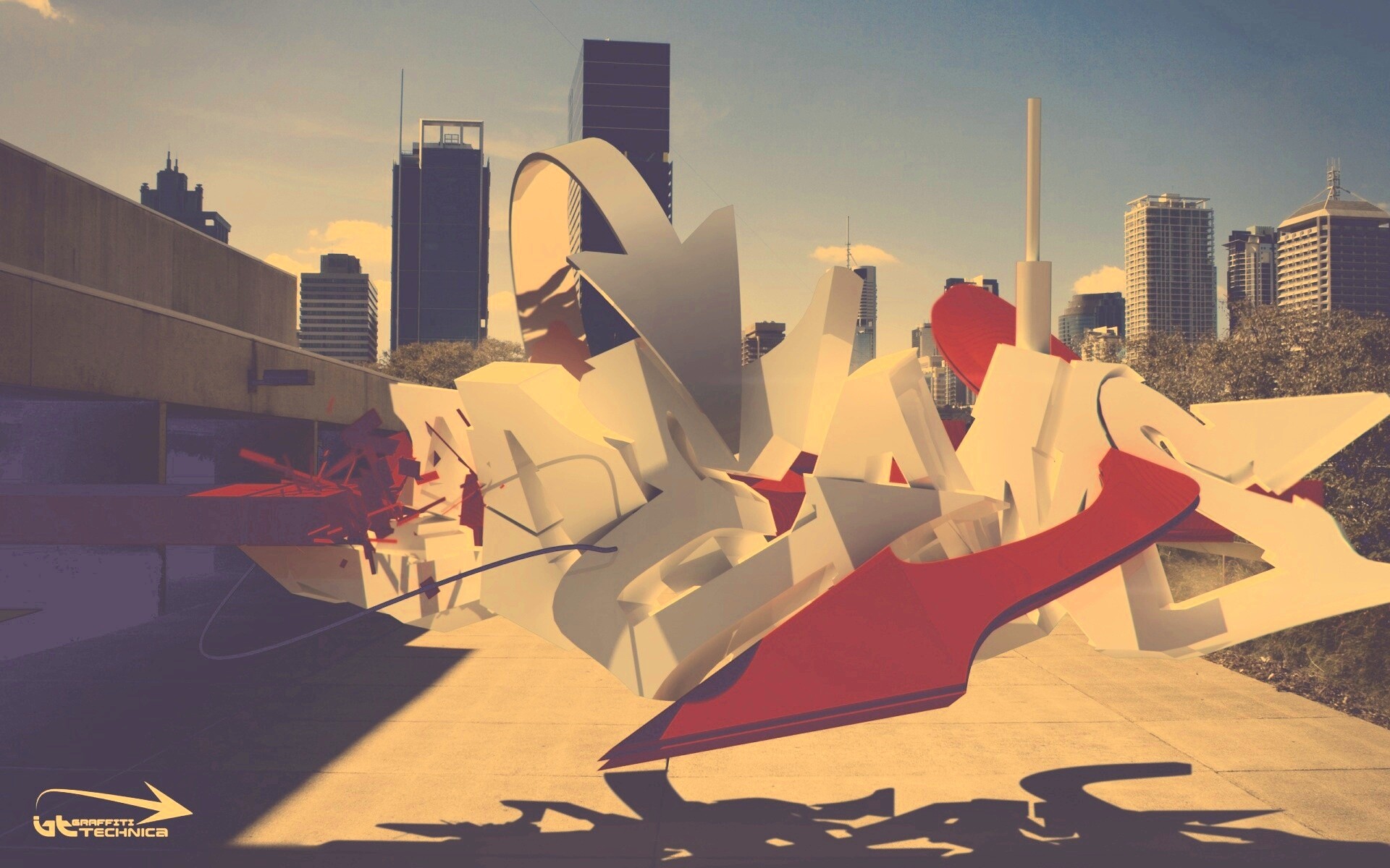 Трехмерное граффити обои