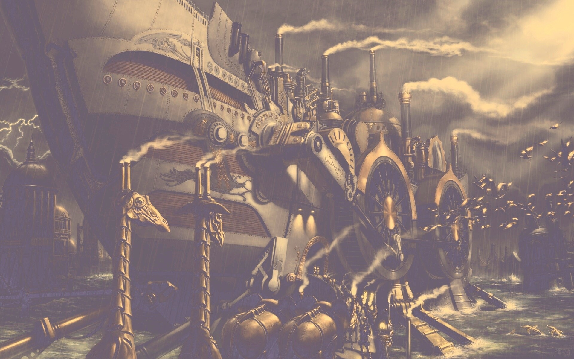 Ноев ковчег в стиле стимпанк обои