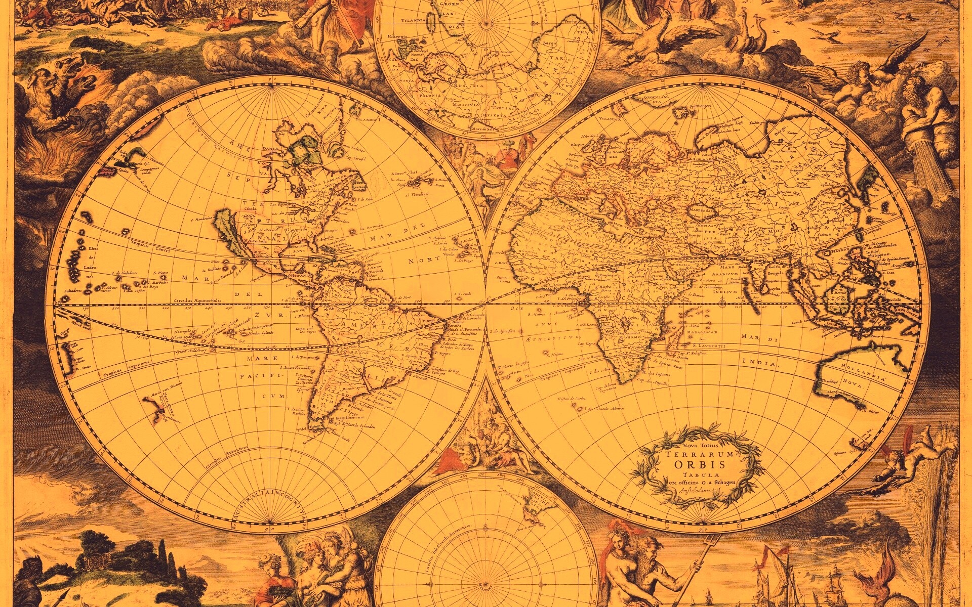 Старинная карта мира обои