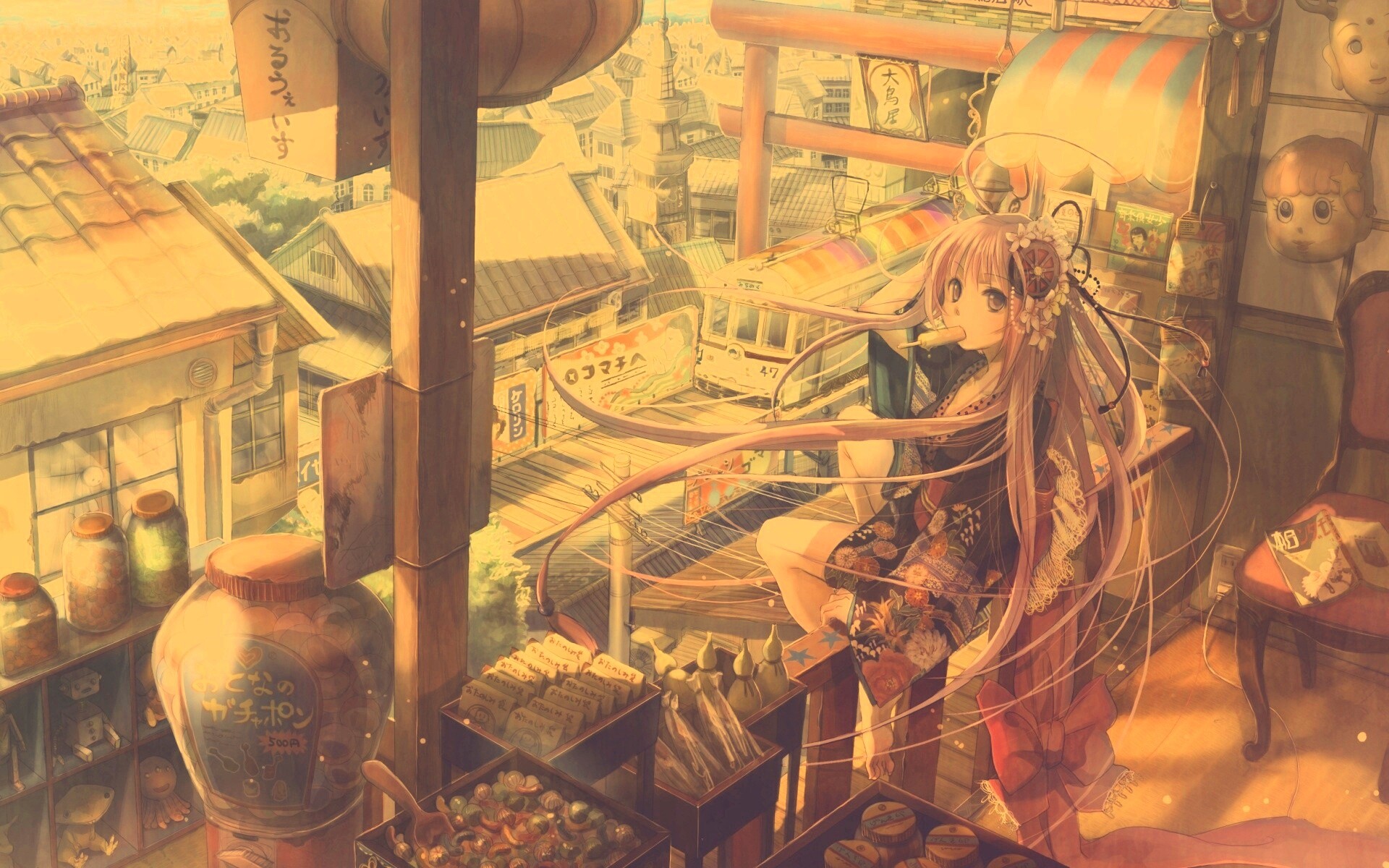 Девочка ест мороженное обои