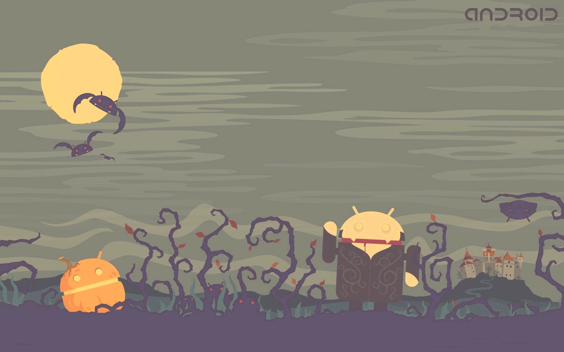 Хэллоуин в стиле Google Android обои