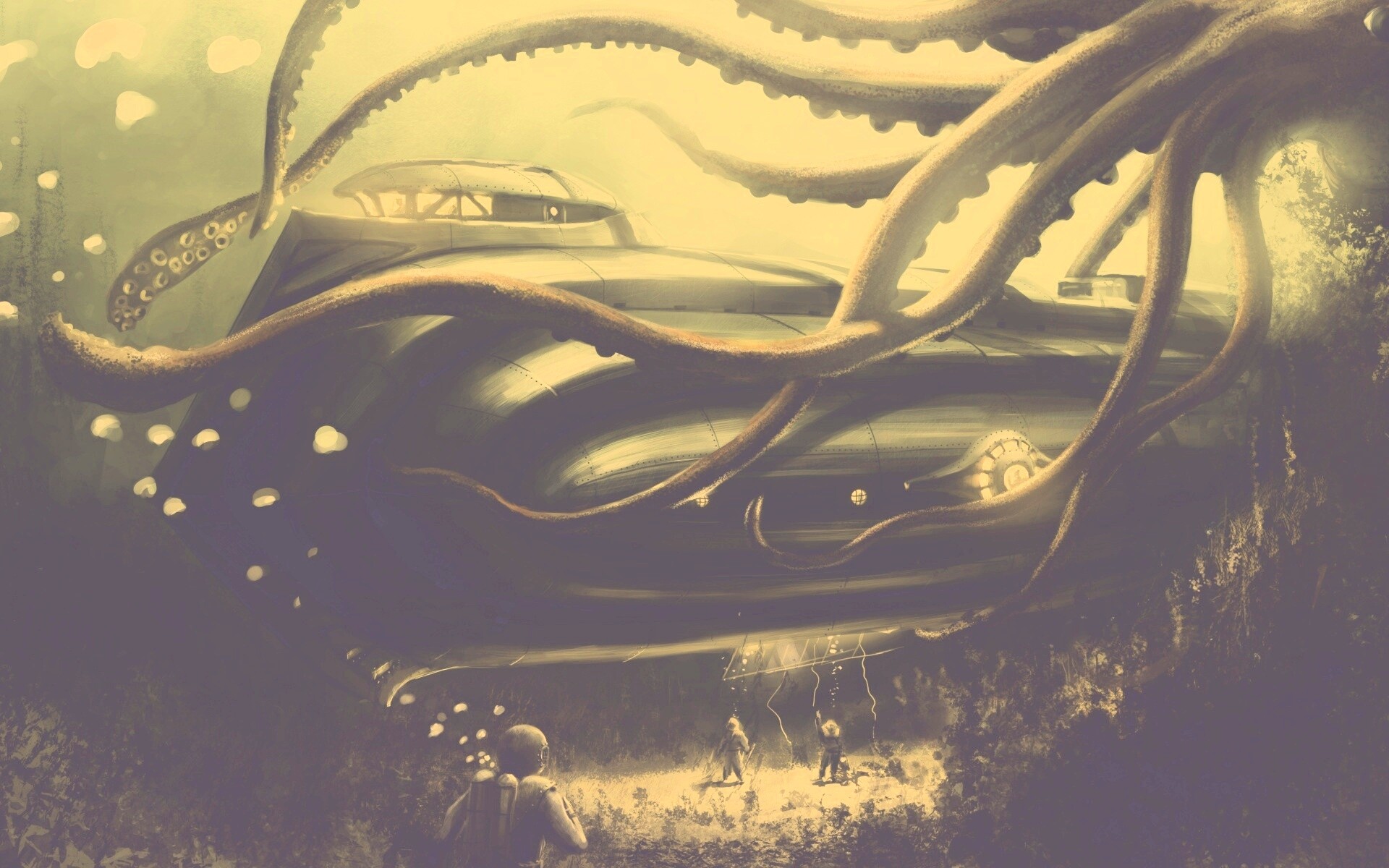 Наутилус в плену щупалец обои