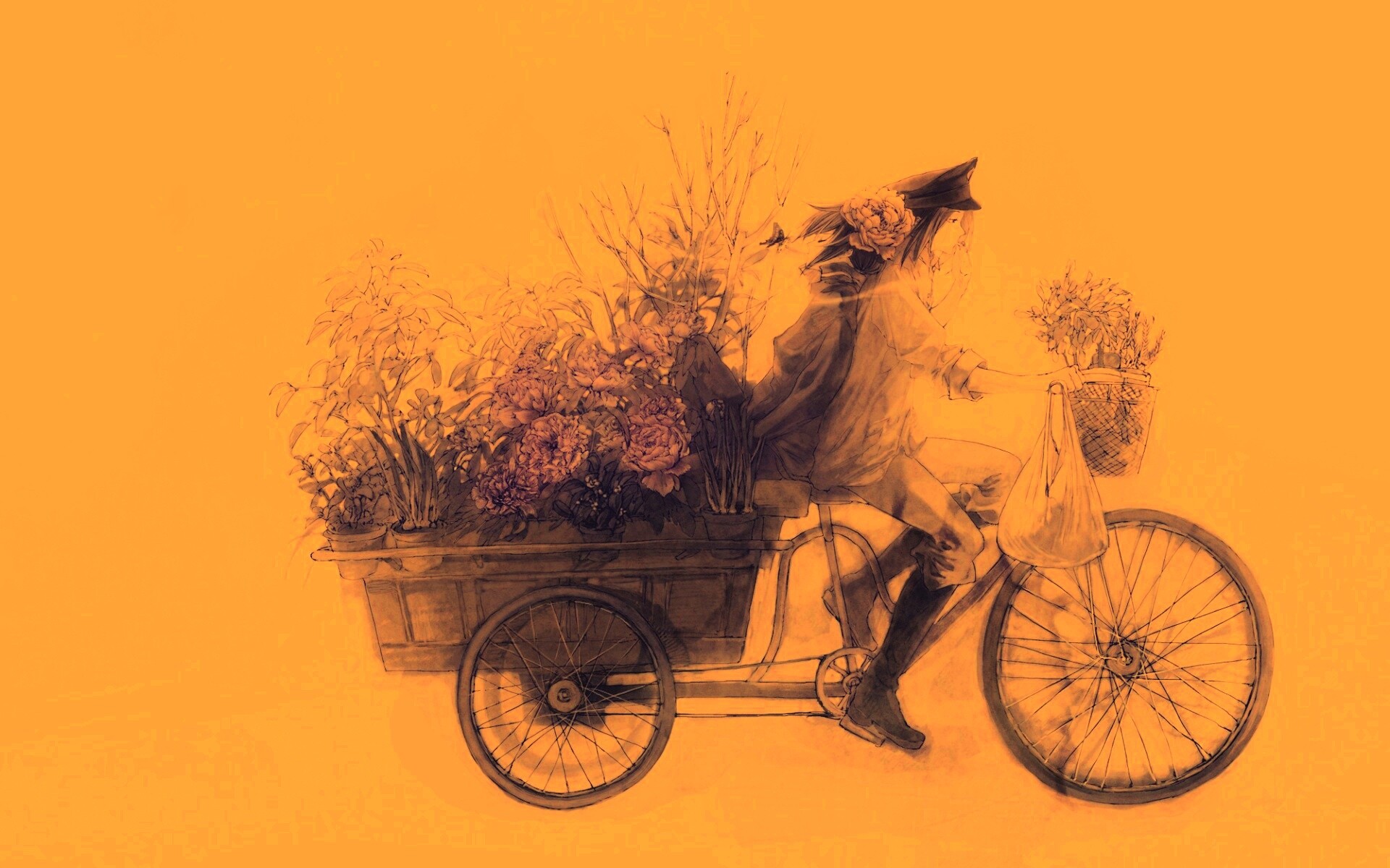 Развозчик цветов в пастельных тонах обои