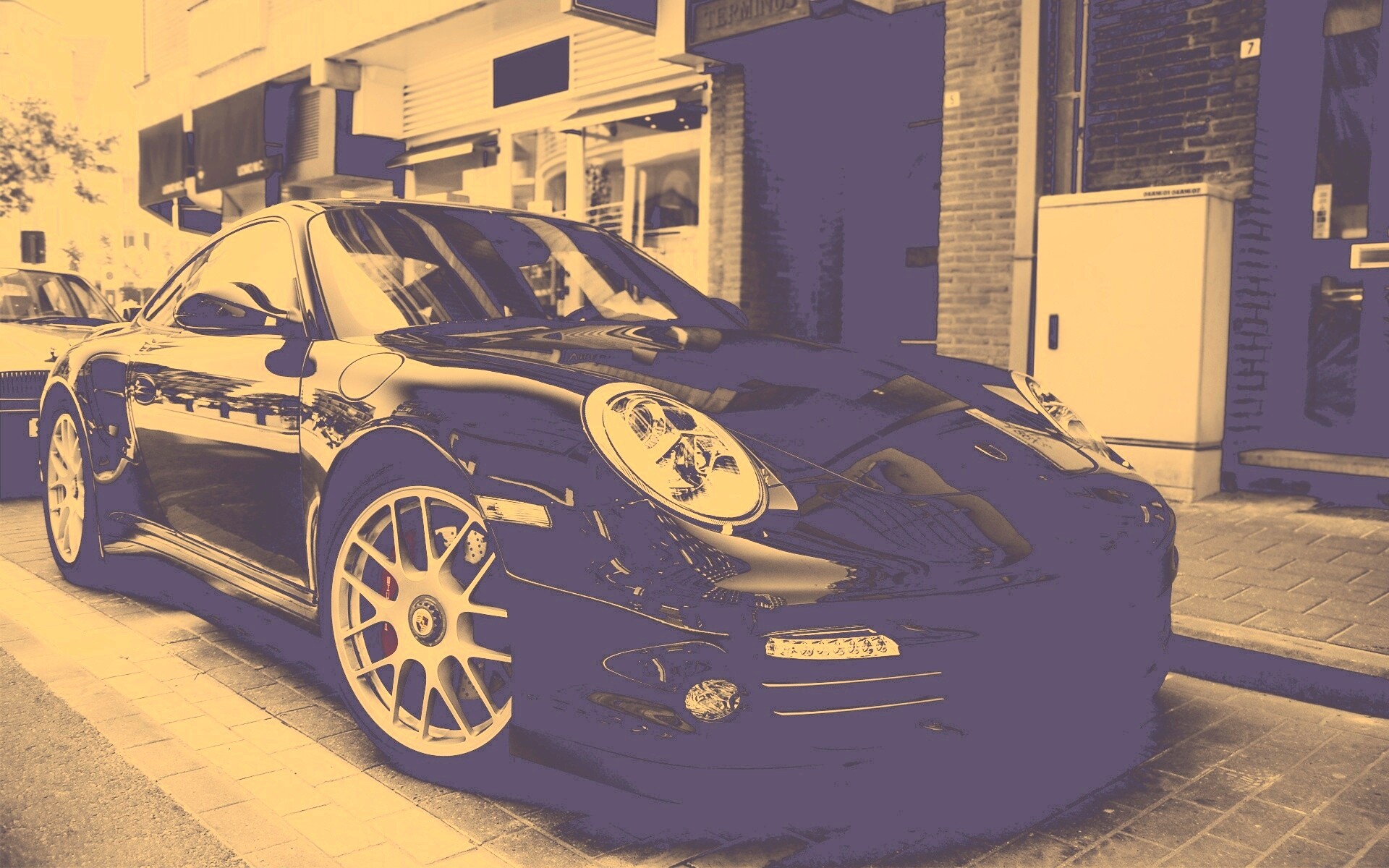 Чёрно-белое фото Porsche обои