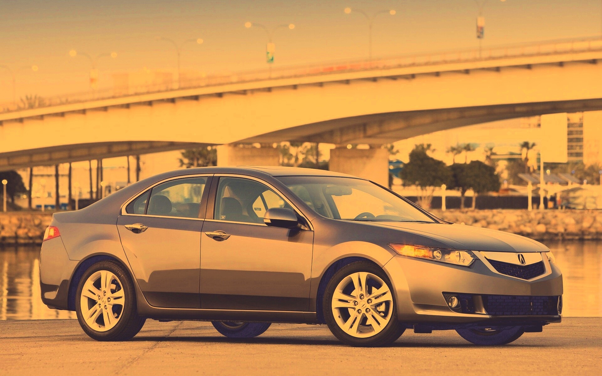 Acura на фоне моста обои