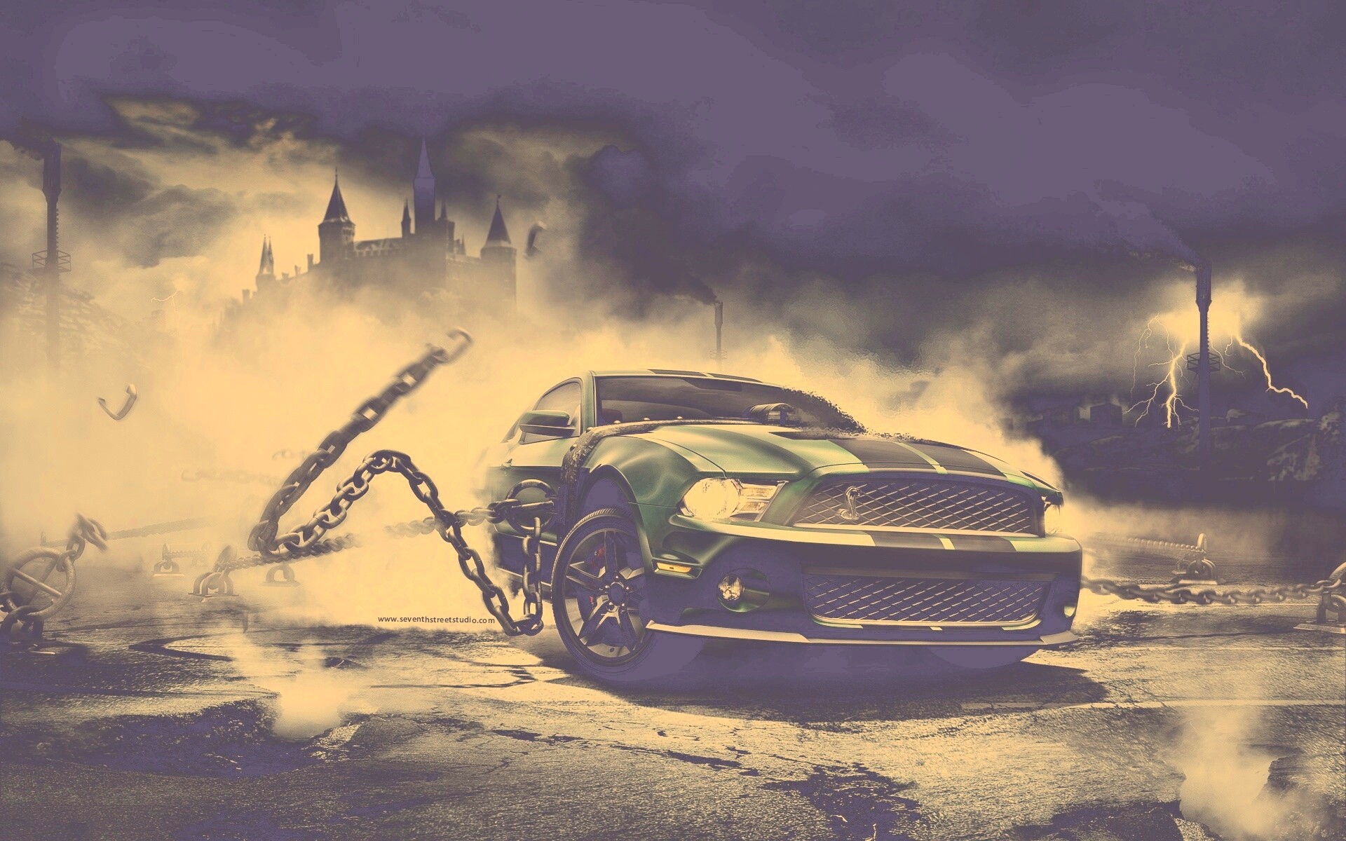 Ford Mustang рвёт цепи обои