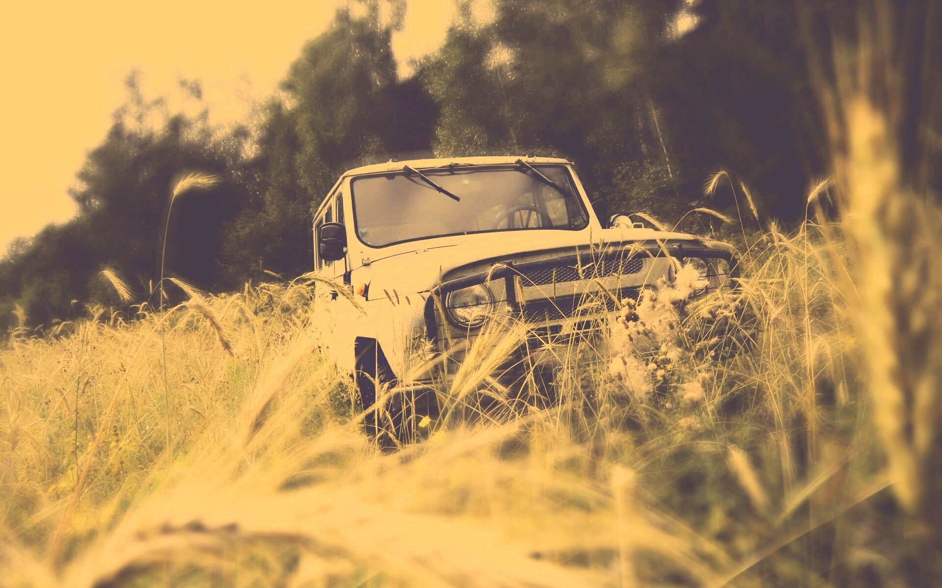 УАЗик в траве обои