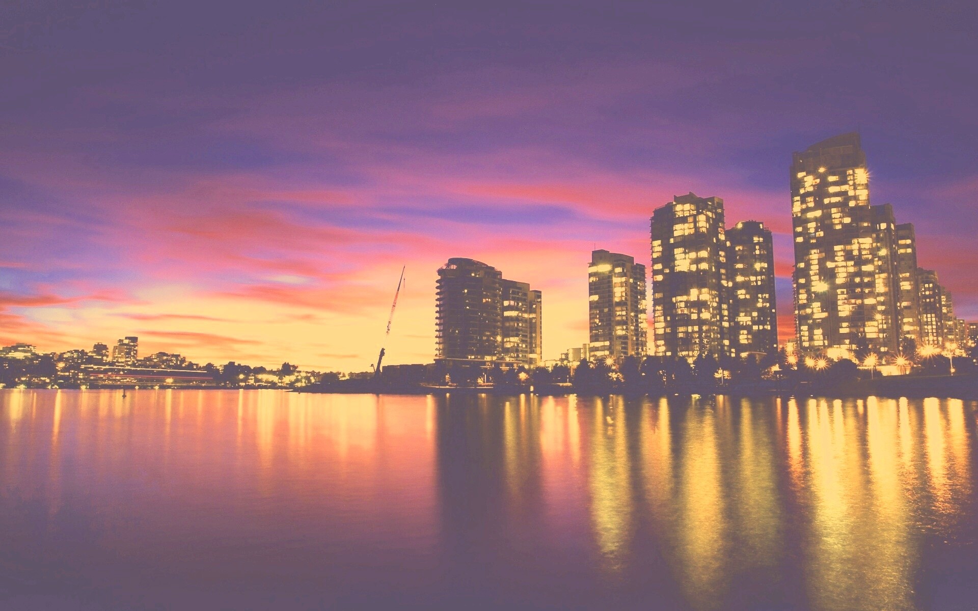 Фиолетовый закат в Ванкувере обои