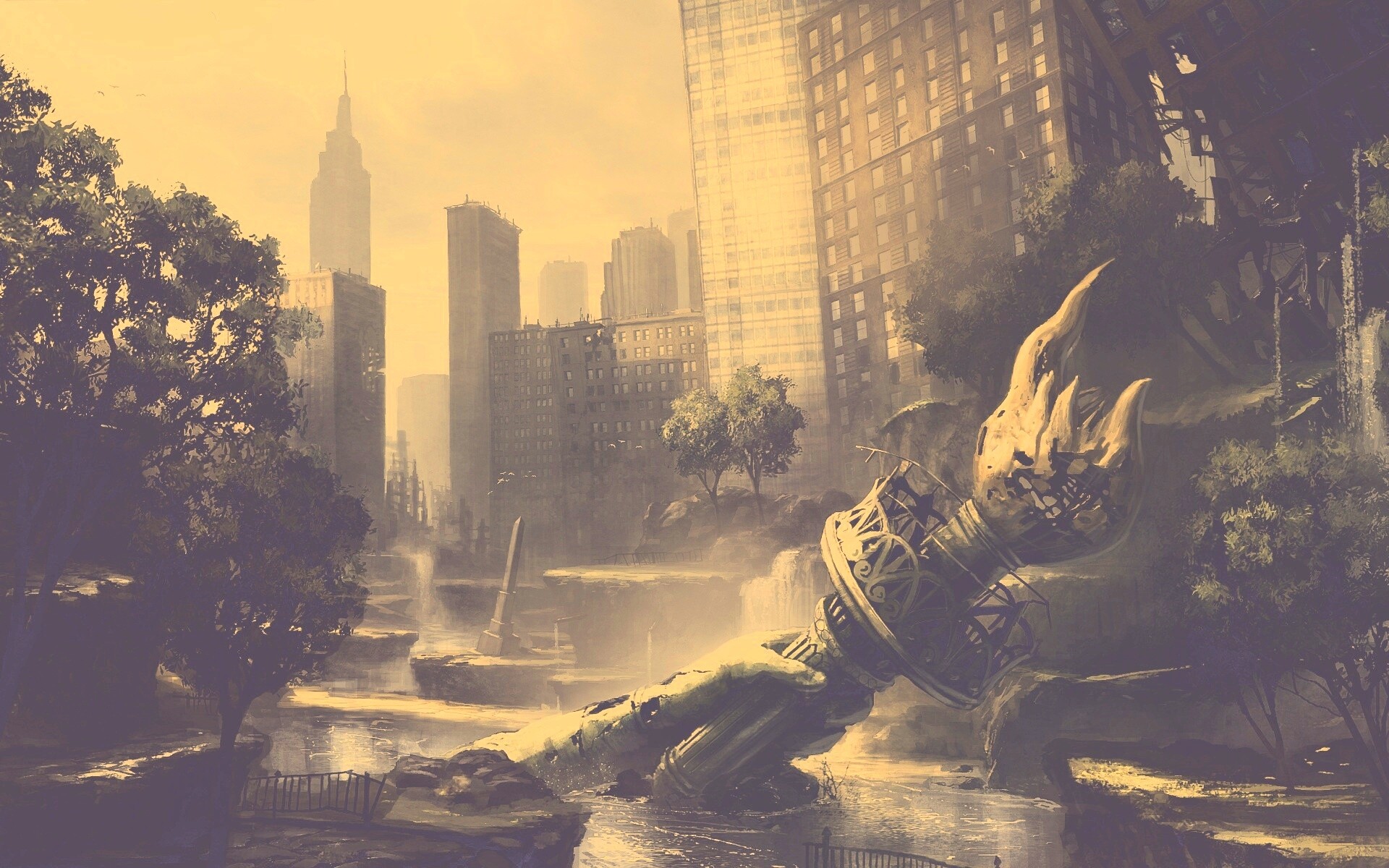 Руины статуи свободы обои