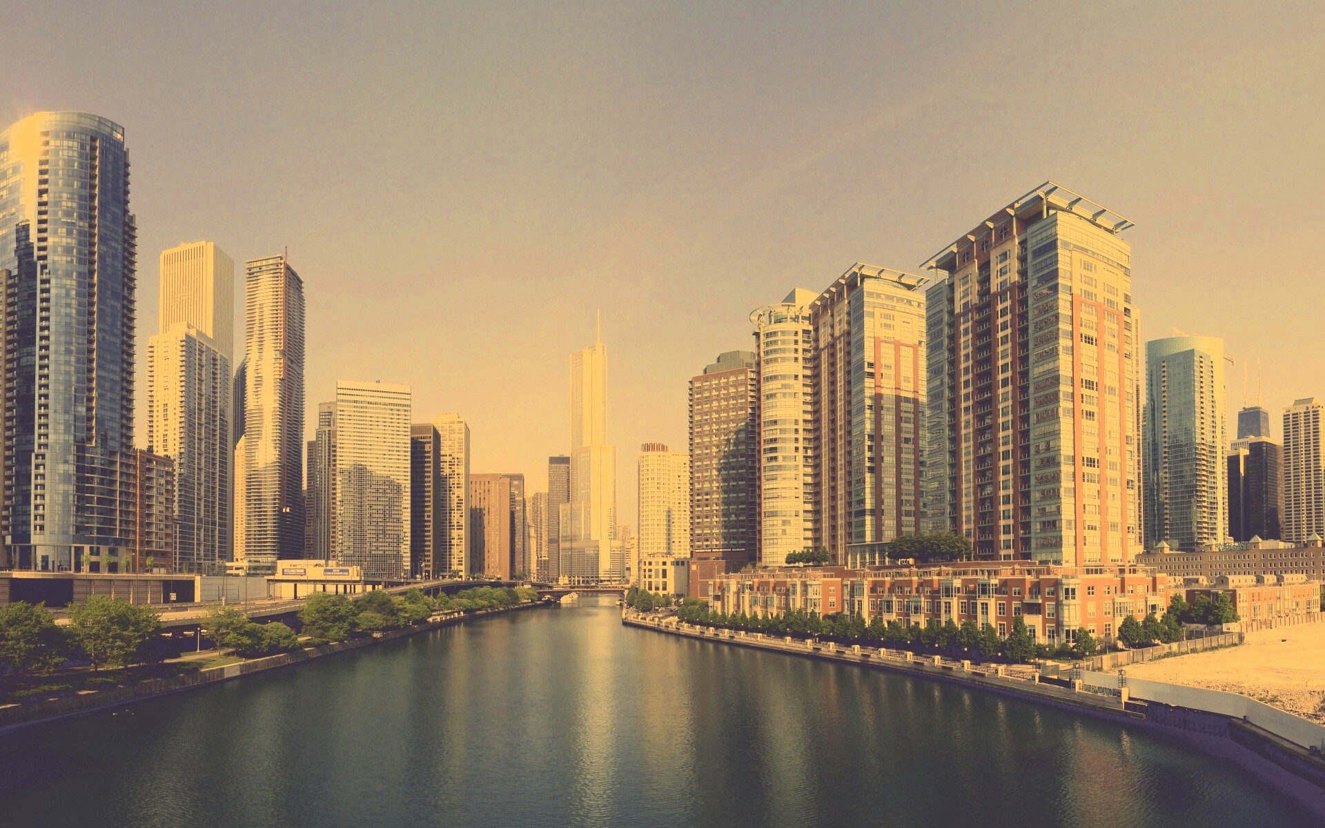 Вид на Чикаго обои