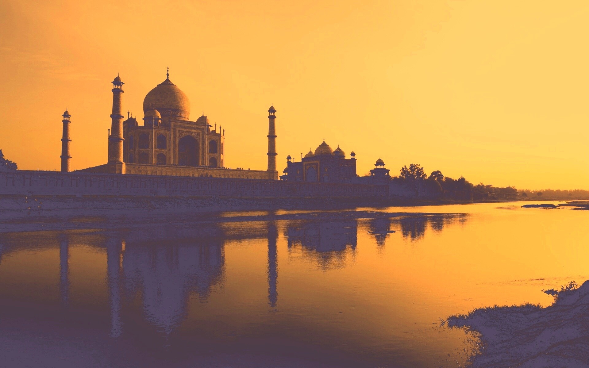 Тадж Махал в сумерках обои