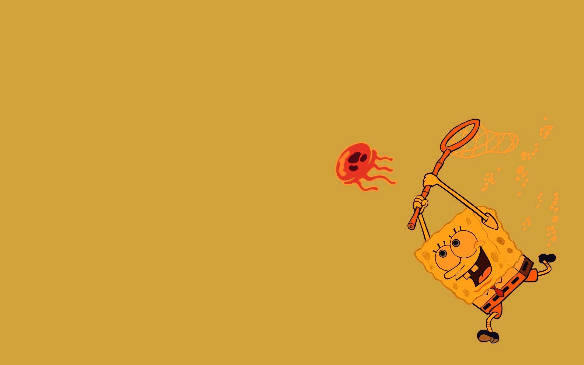 Губка Боб гонится за медузой обои