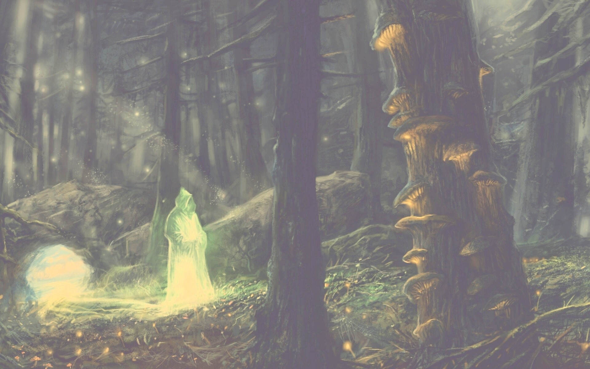 Маг света в лесу обои