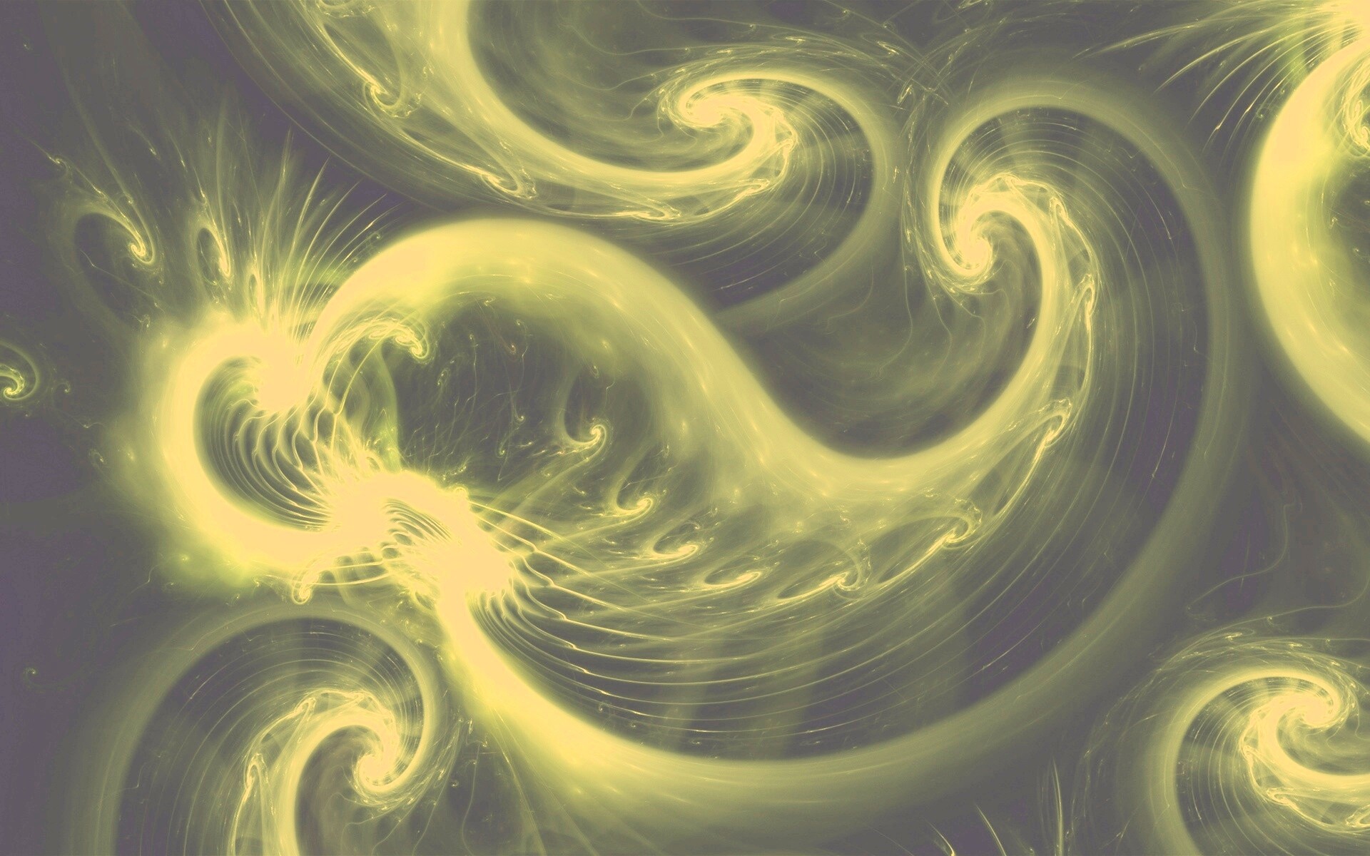 Спиральные абстрактные фракталы зеленого цвета обои