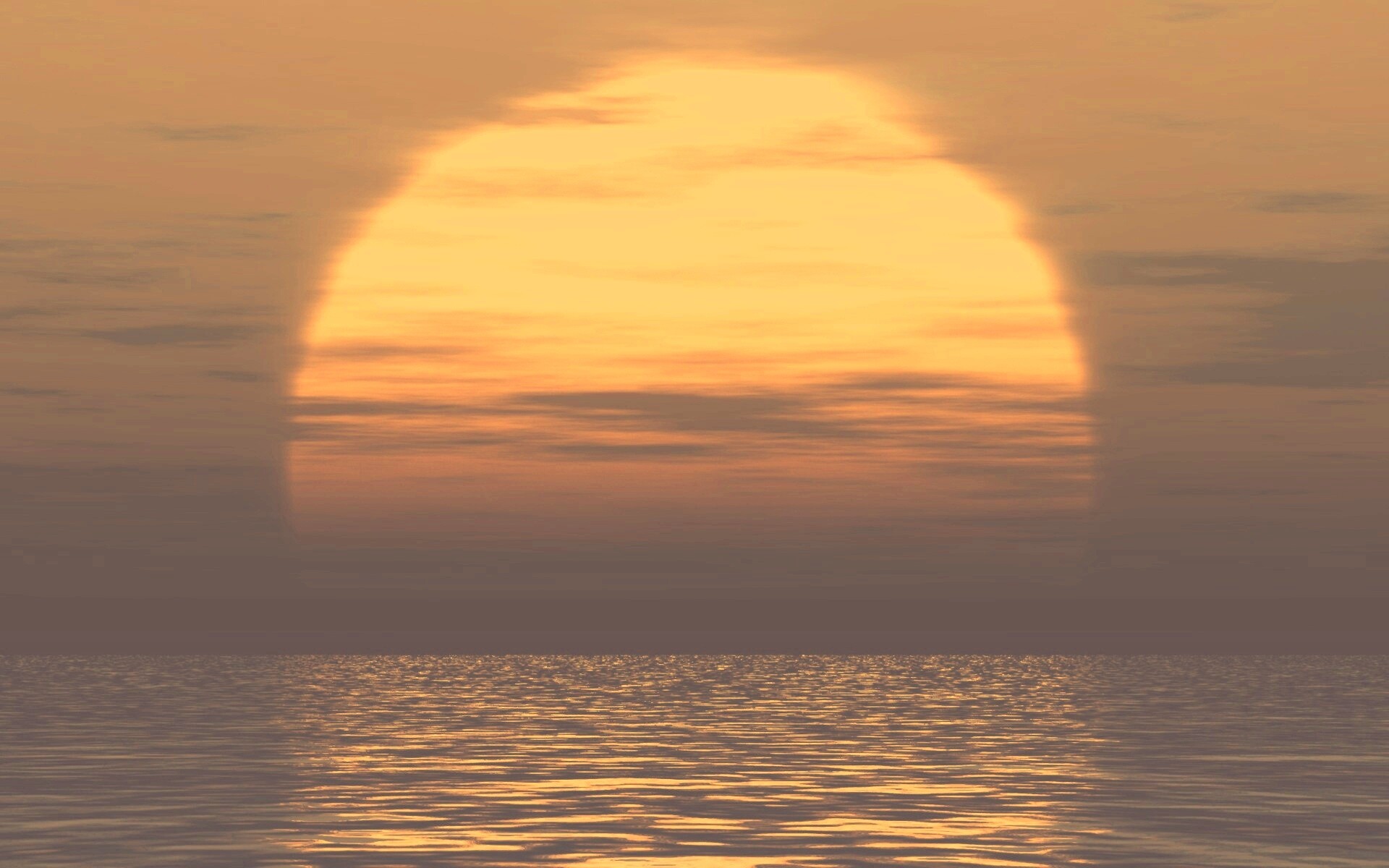 Закат над морской гладью обои