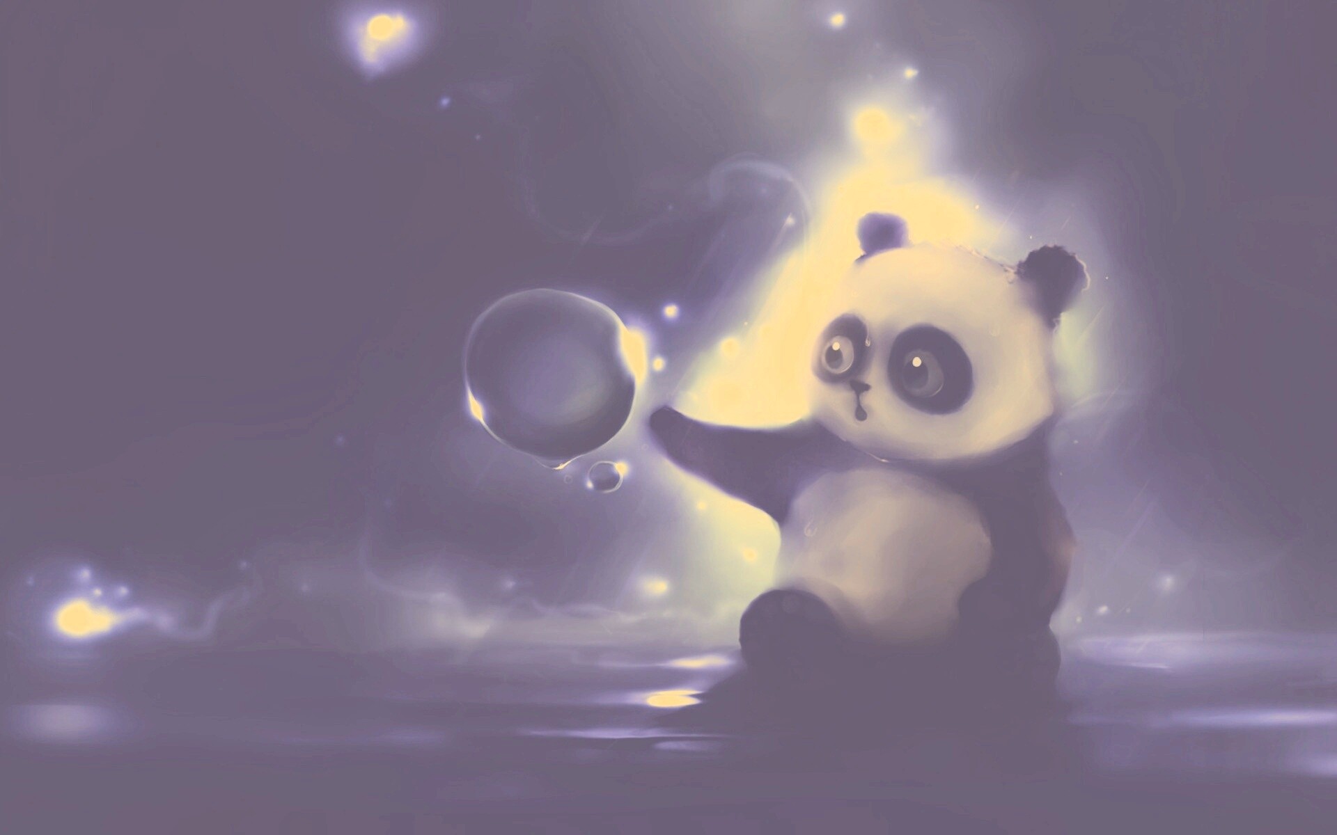 Панда и пузырек обои