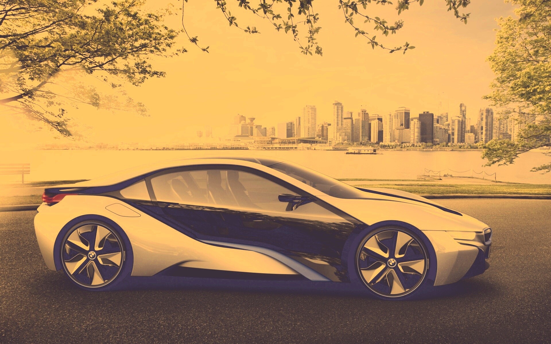 Концепт БМВ на берегу озера обои