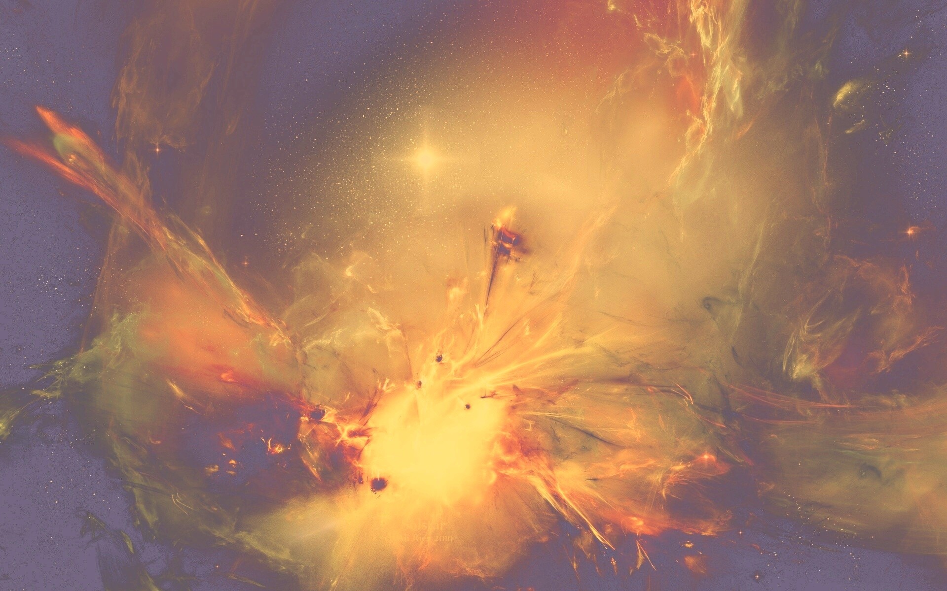 Туманность в красно-жёлтых тонах обои