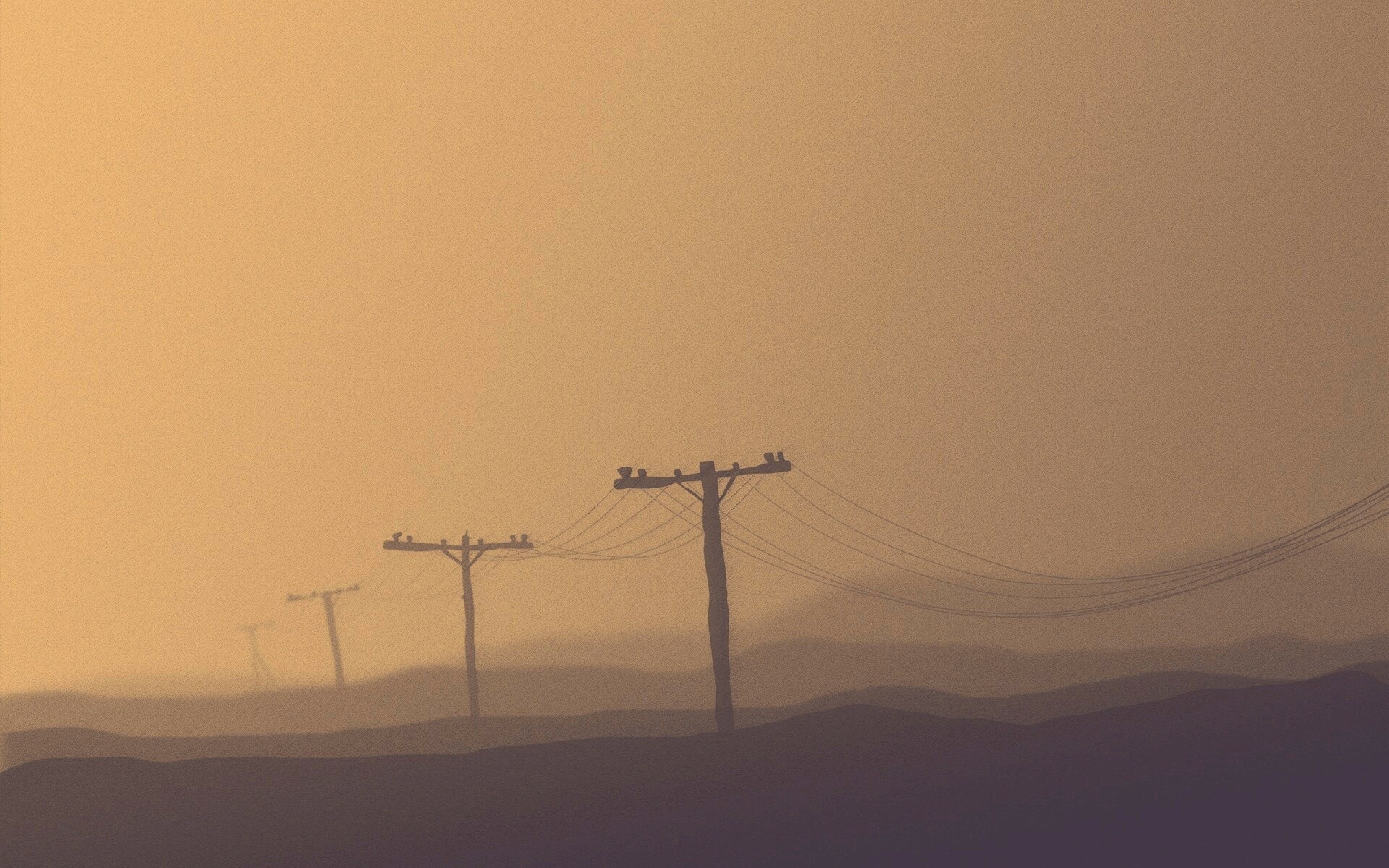 Столбы в тумане обои