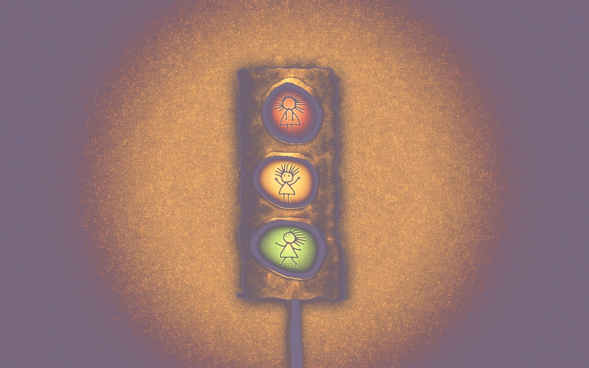 Нарисованный светофор обои