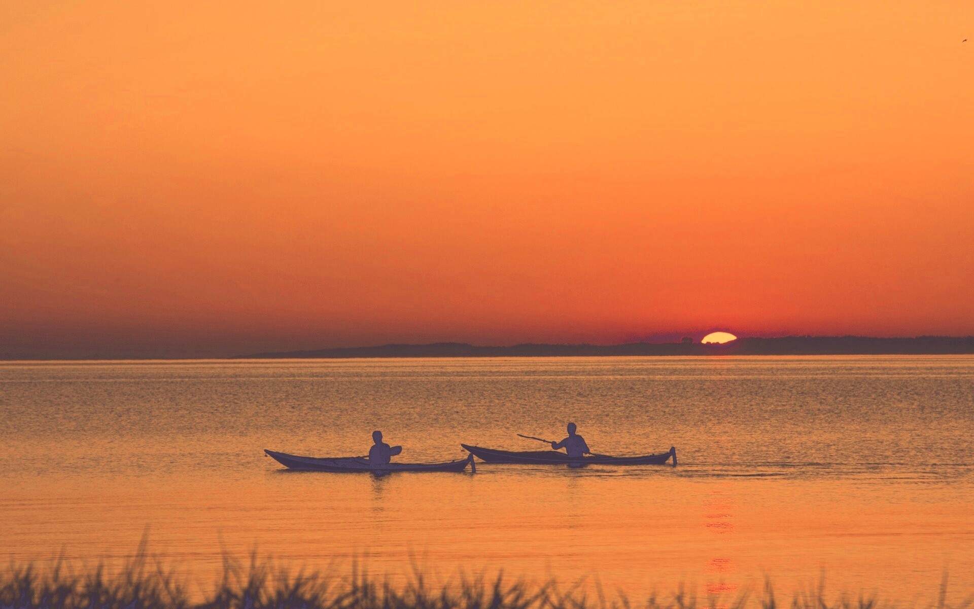 Рыбаки на лодках обои