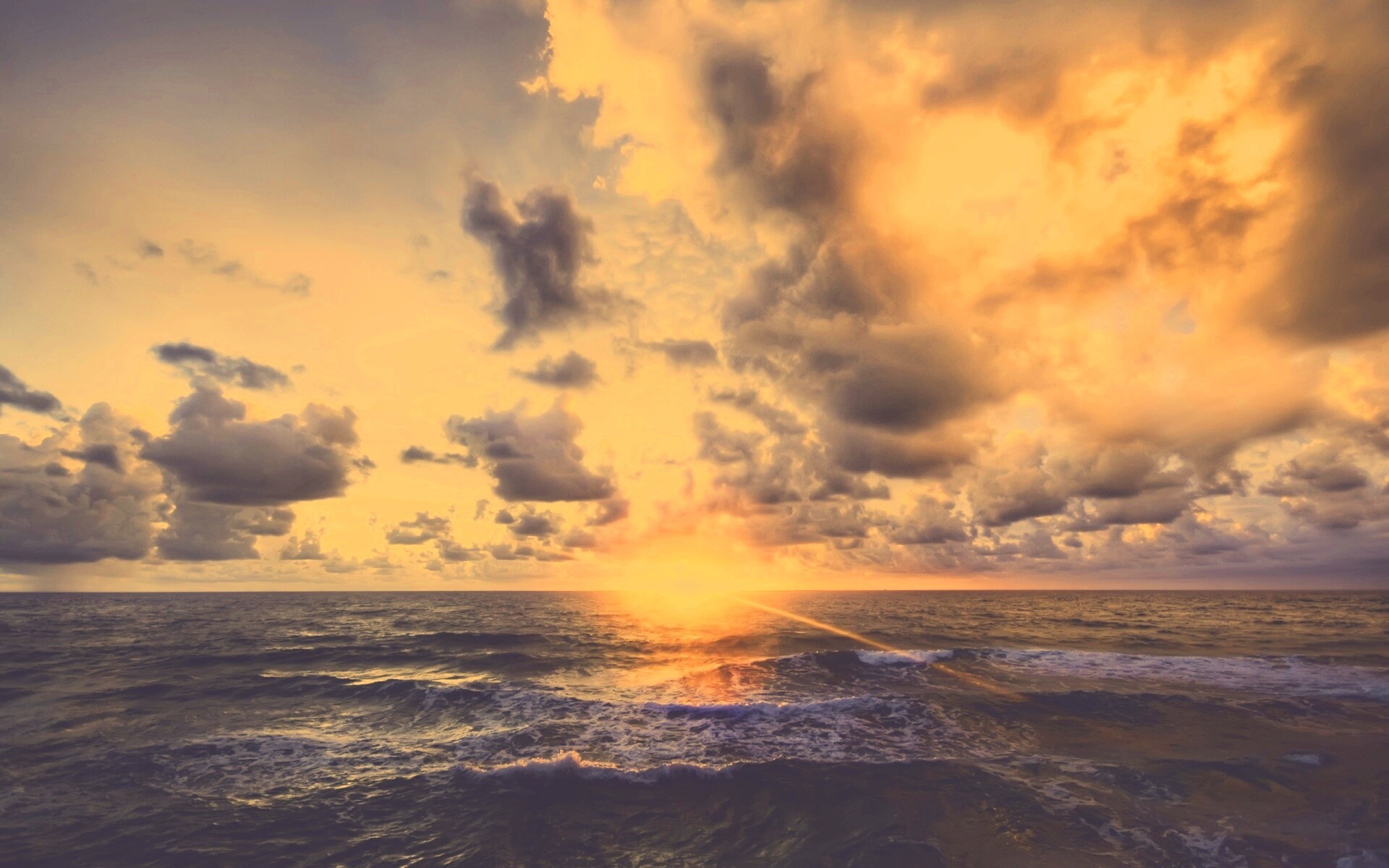 Закат на море обои