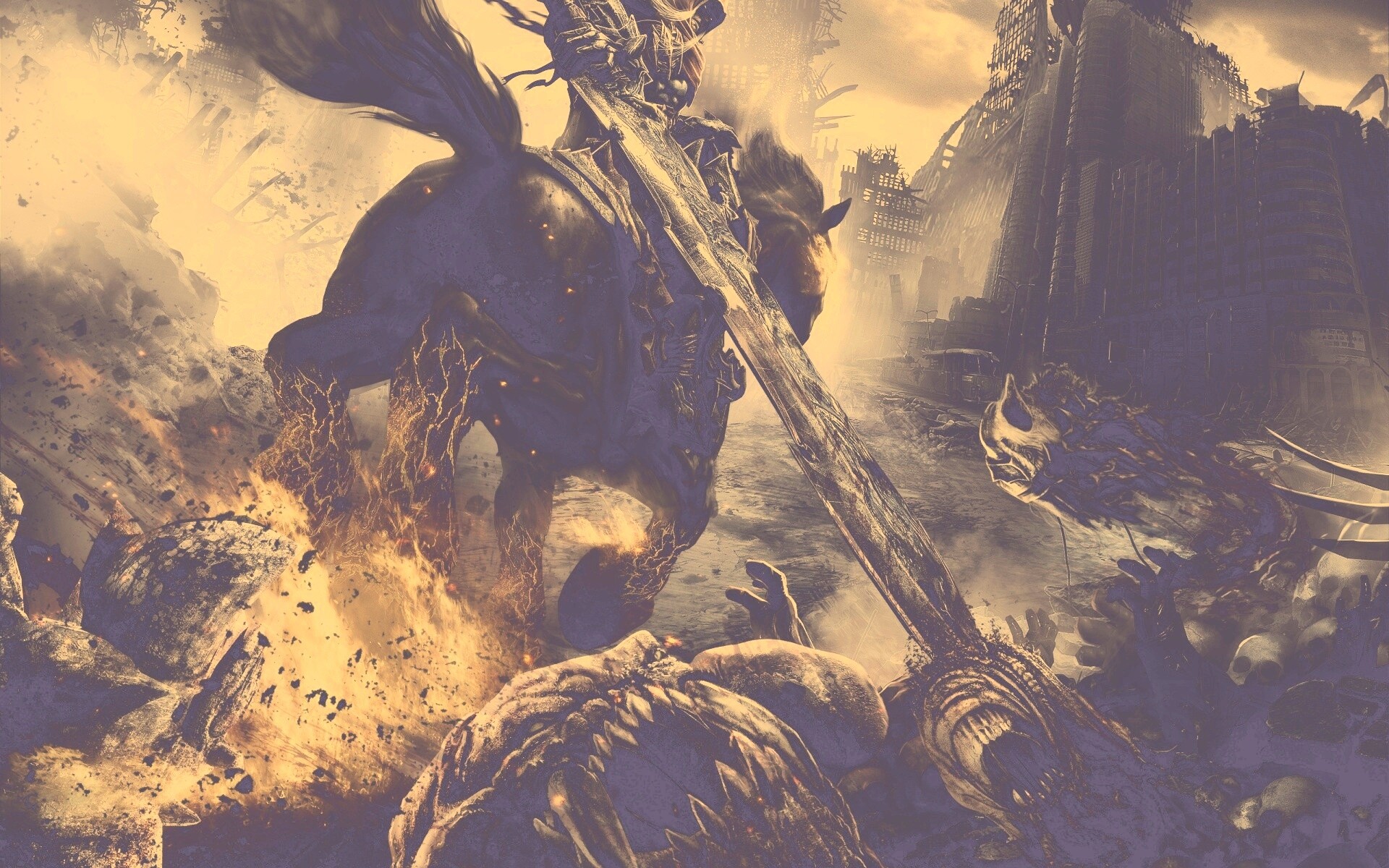 Темный рыцарь на демоническом коне обои