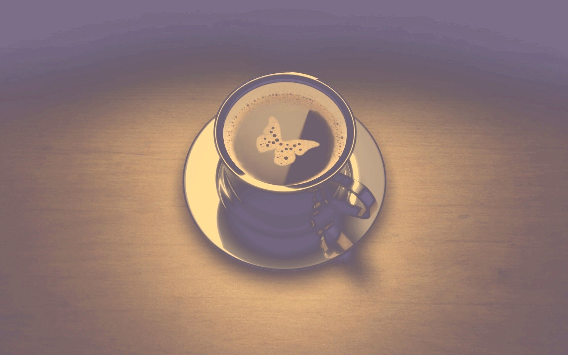 Чашка кофе с пенкой в форме бабочки обои