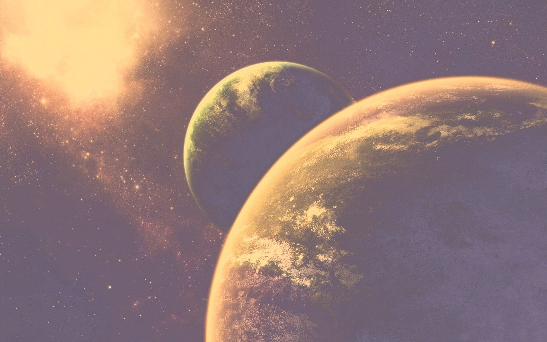 Две планеты в космосе обои