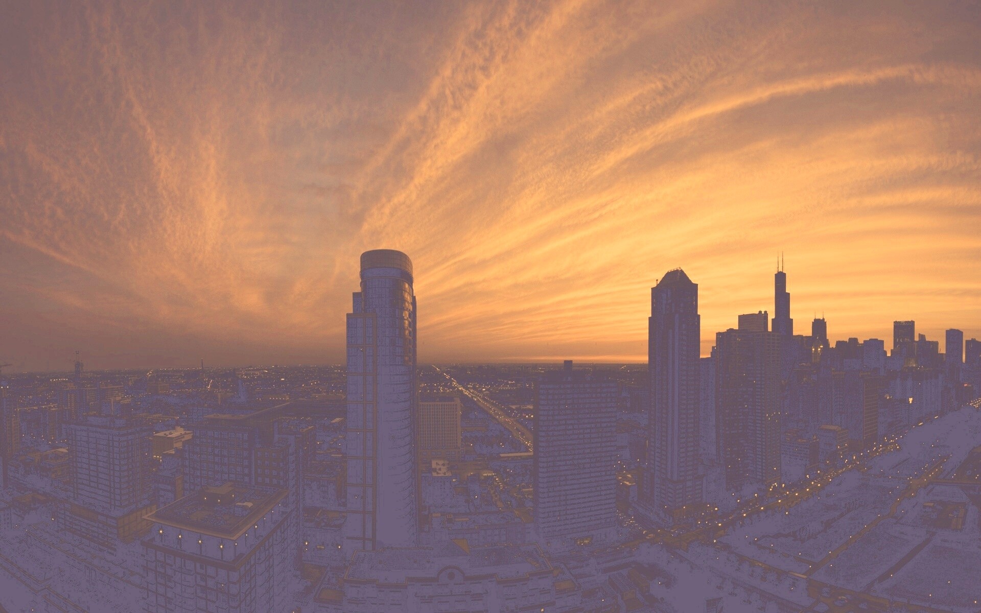 Сумерки в городе обои