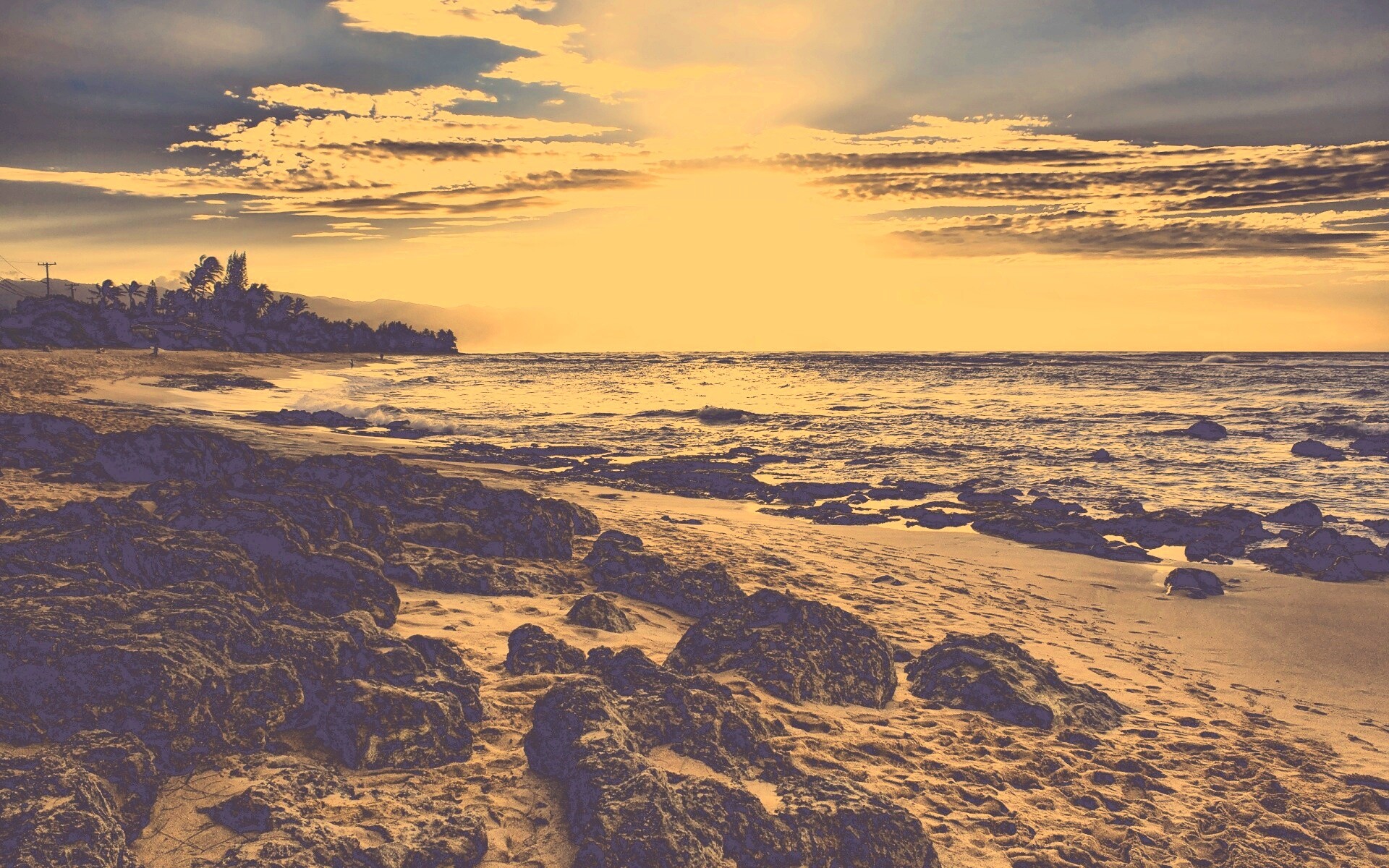 Закат на море обои